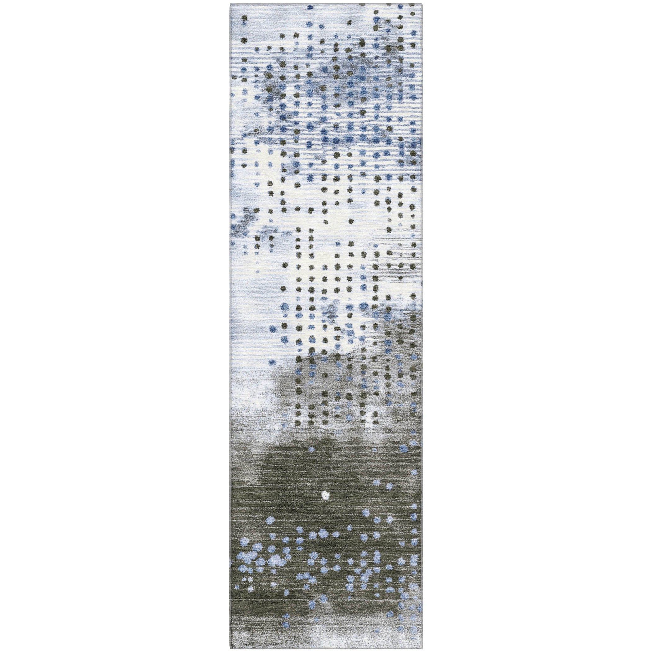 Salzburg Machine Washable Transitional Denim Blue Rug 2'3" x 7'6" #shape_Runner