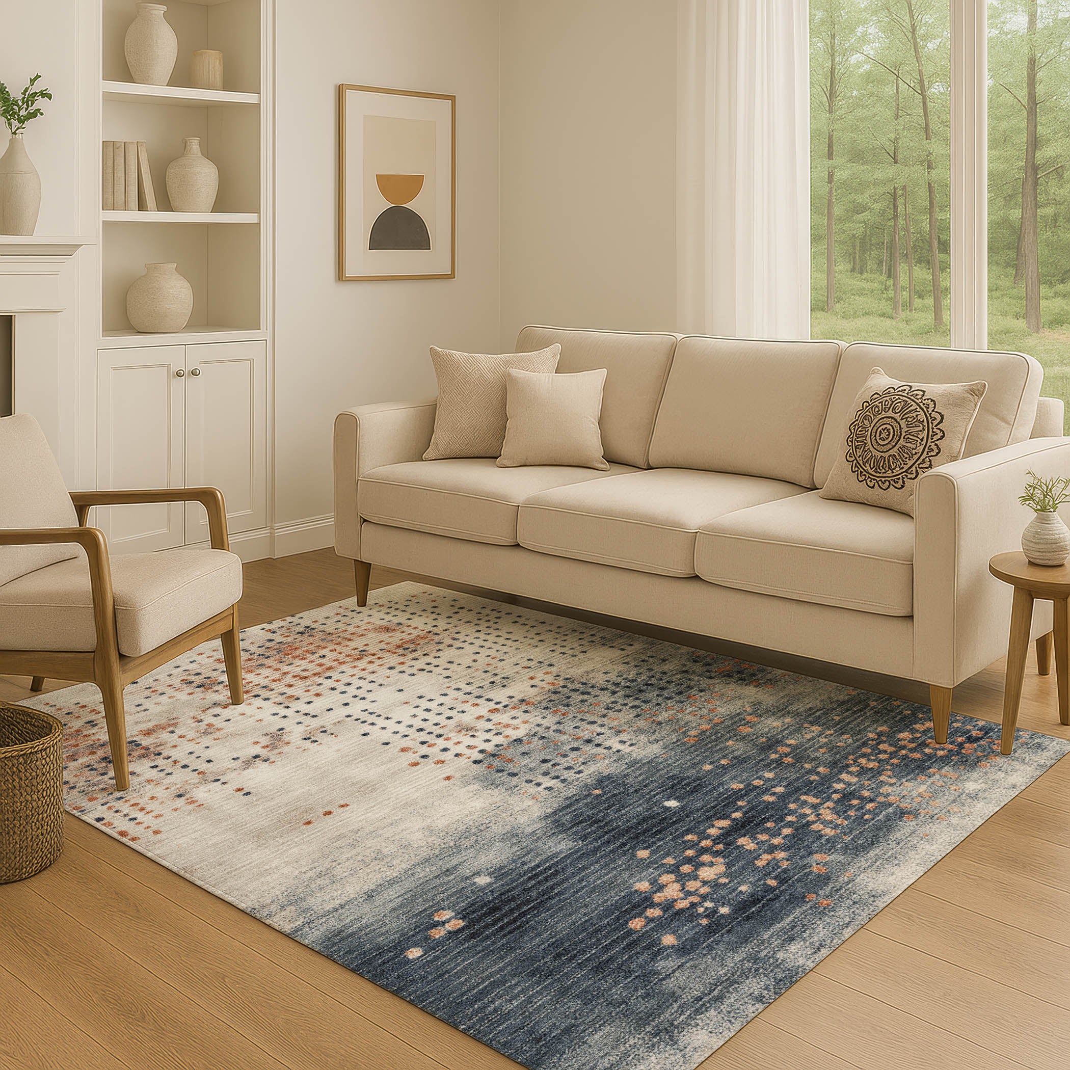 Salzburg Machine Washable Transitional Linen Ivory Rug 2'6" x 3'10" #shape_Rectangle