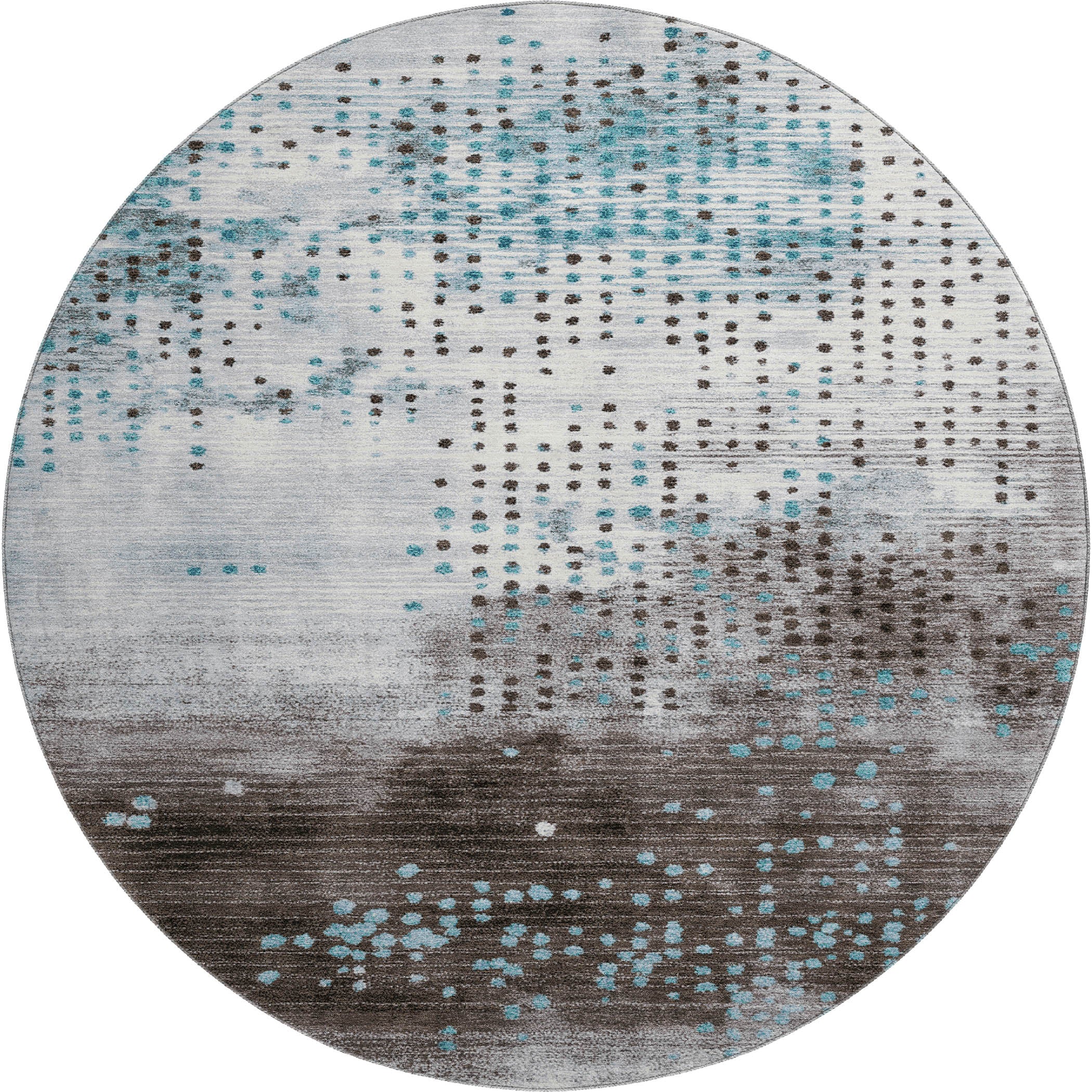 Salzburg Machine Washable Transitional Teal Rug 8' x 8' #shape_Round