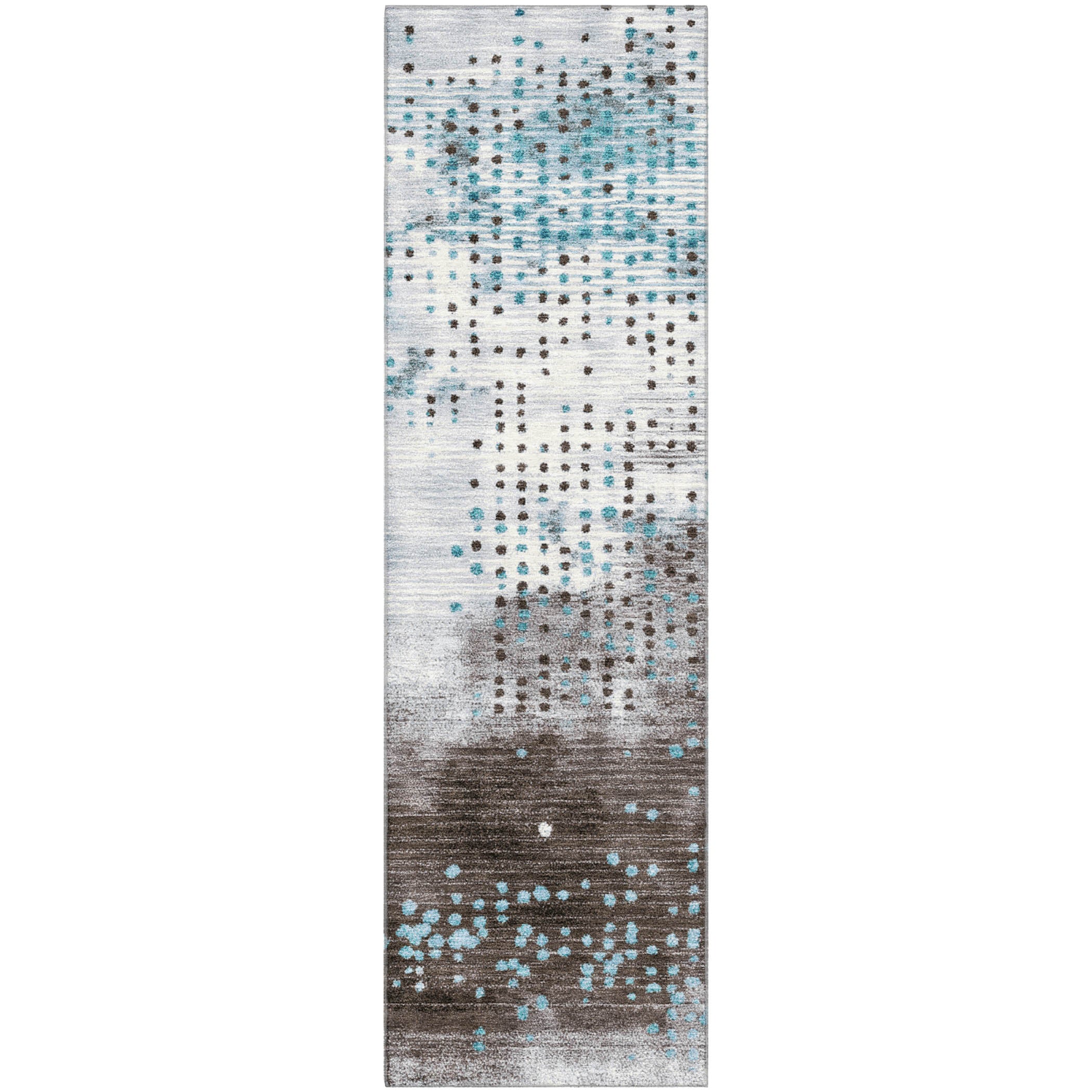 Salzburg Machine Washable Transitional Teal Rug 2'3" x 7'6" #shape_Runner