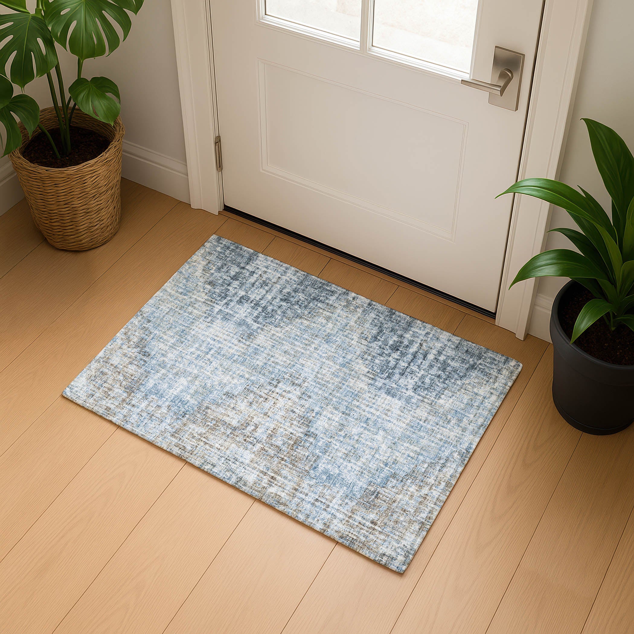 Kyoto Machine Washable Transitional Denim Blue Rug 1'8" x 2'6" #shape_Rectangle