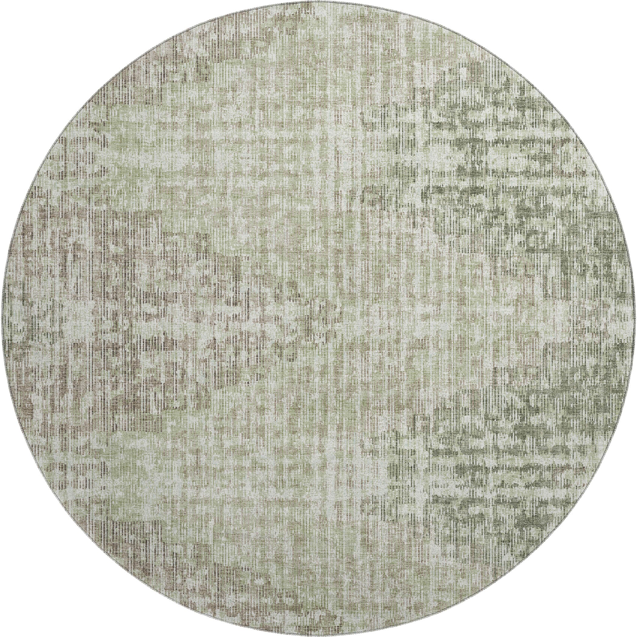Kyoto Machine Washable Transitional Fern Green Rug 8' x 8' #shape_Round