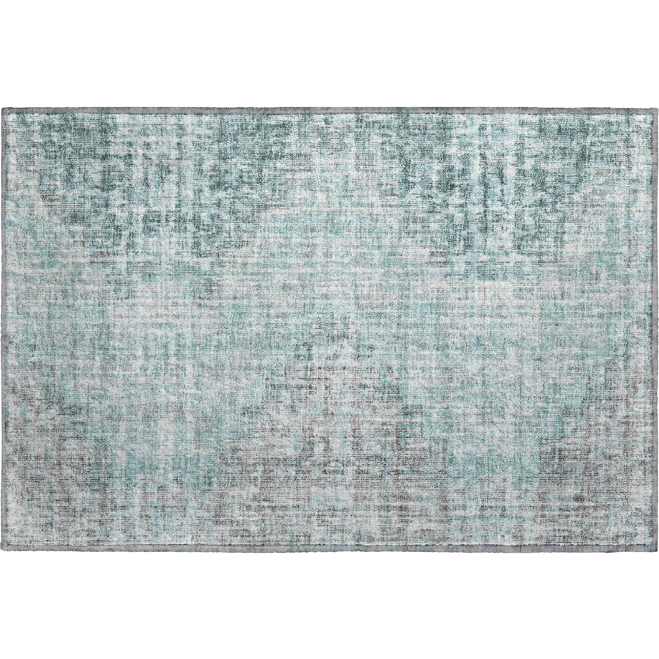 Kyoto Machine Washable Transitional Teal Rug 1'8" x 2'6" #shape_Rectangle