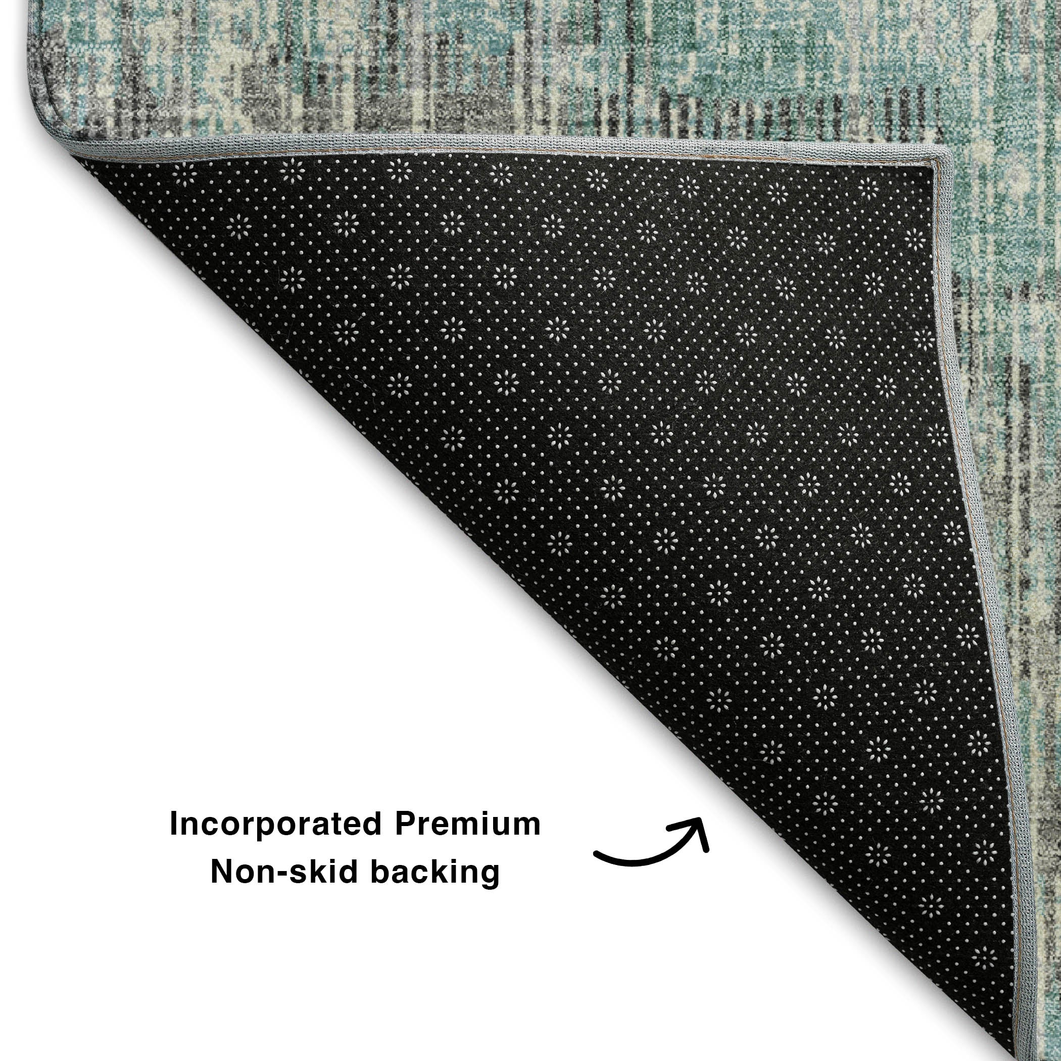 Kyoto Machine Washable Transitional Teal Rug 1'8" x 2'6" #shape_Rectangle