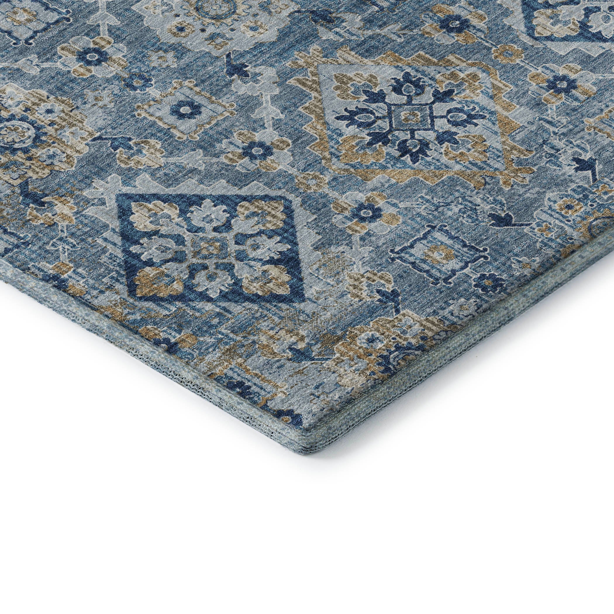 Valletta Machine Washable Traditional Denim Blue Rug 1'8" x 2'6" #shape_Rectangle