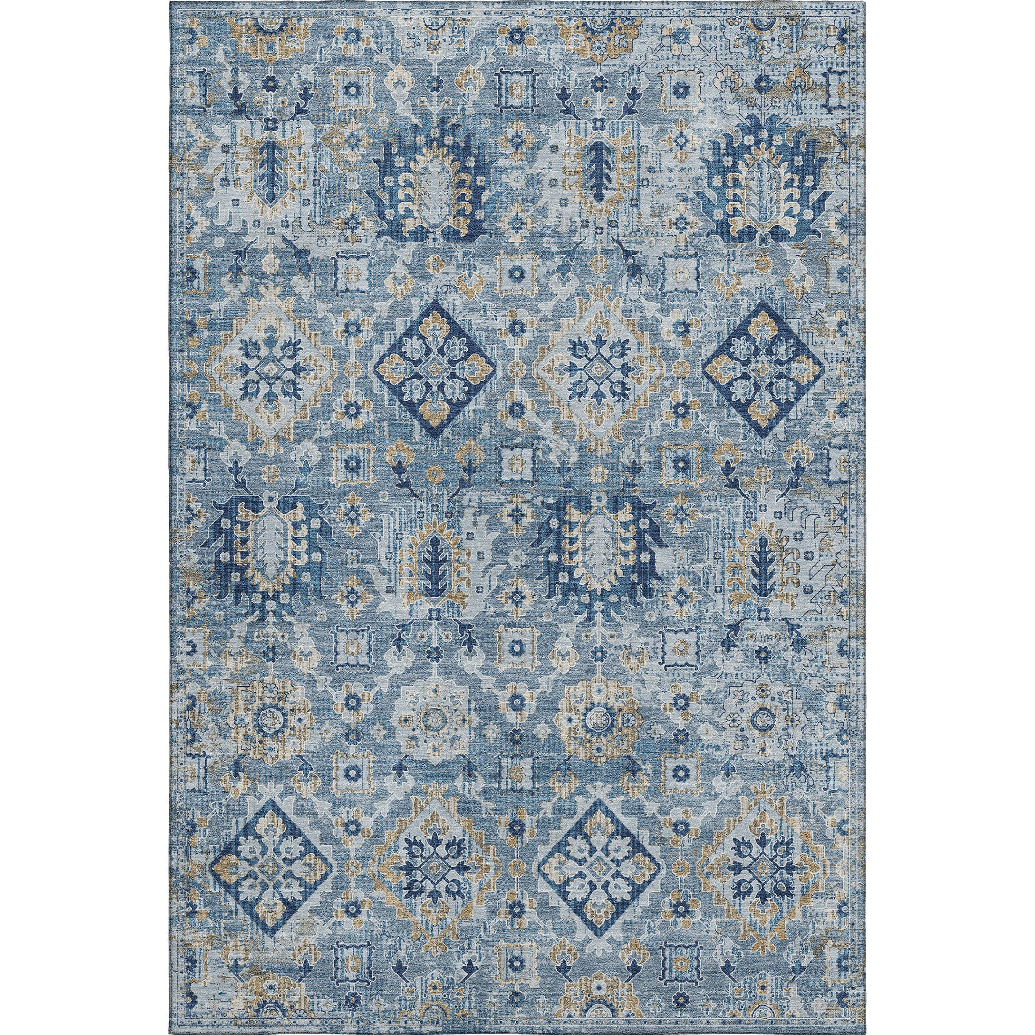 Valletta Machine Washable Traditional Denim Blue Rug 2'6" x 3'10" #shape_Rectangle