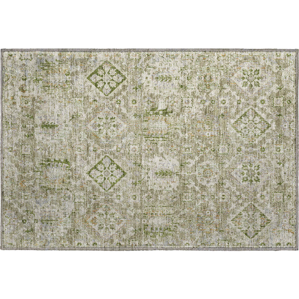 Valletta Machine Washable Traditional Fern Green Rug 1'8" x 2'6"