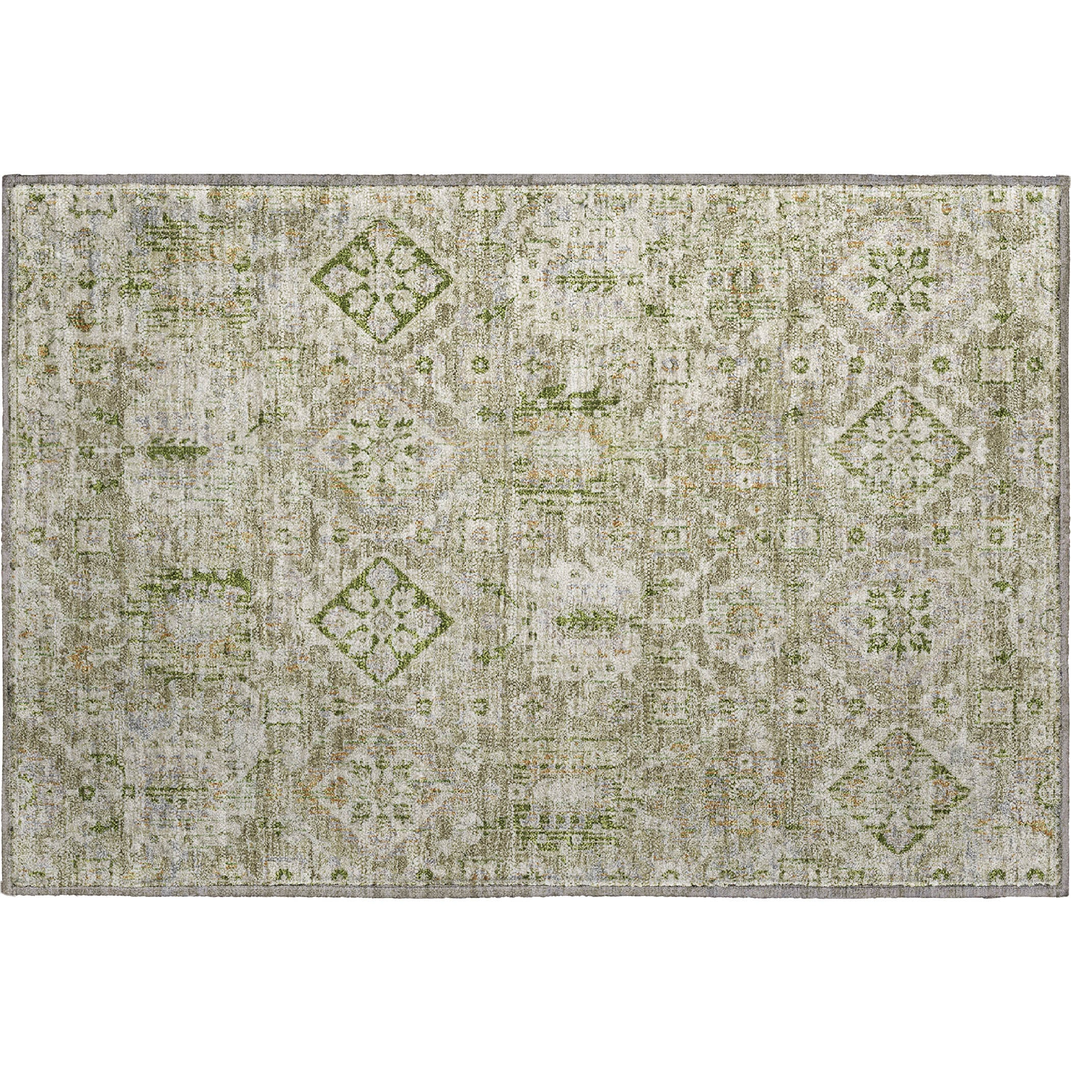 Valletta Machine Washable Traditional Fern Green Rug 1'8" x 2'6" #shape_Rectangle