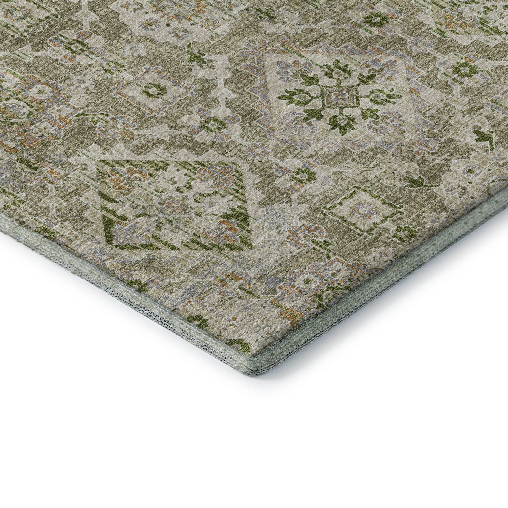 Valletta Machine Washable Traditional Fern Green Rug 1'8" x 2'6" #shape_Rectangle