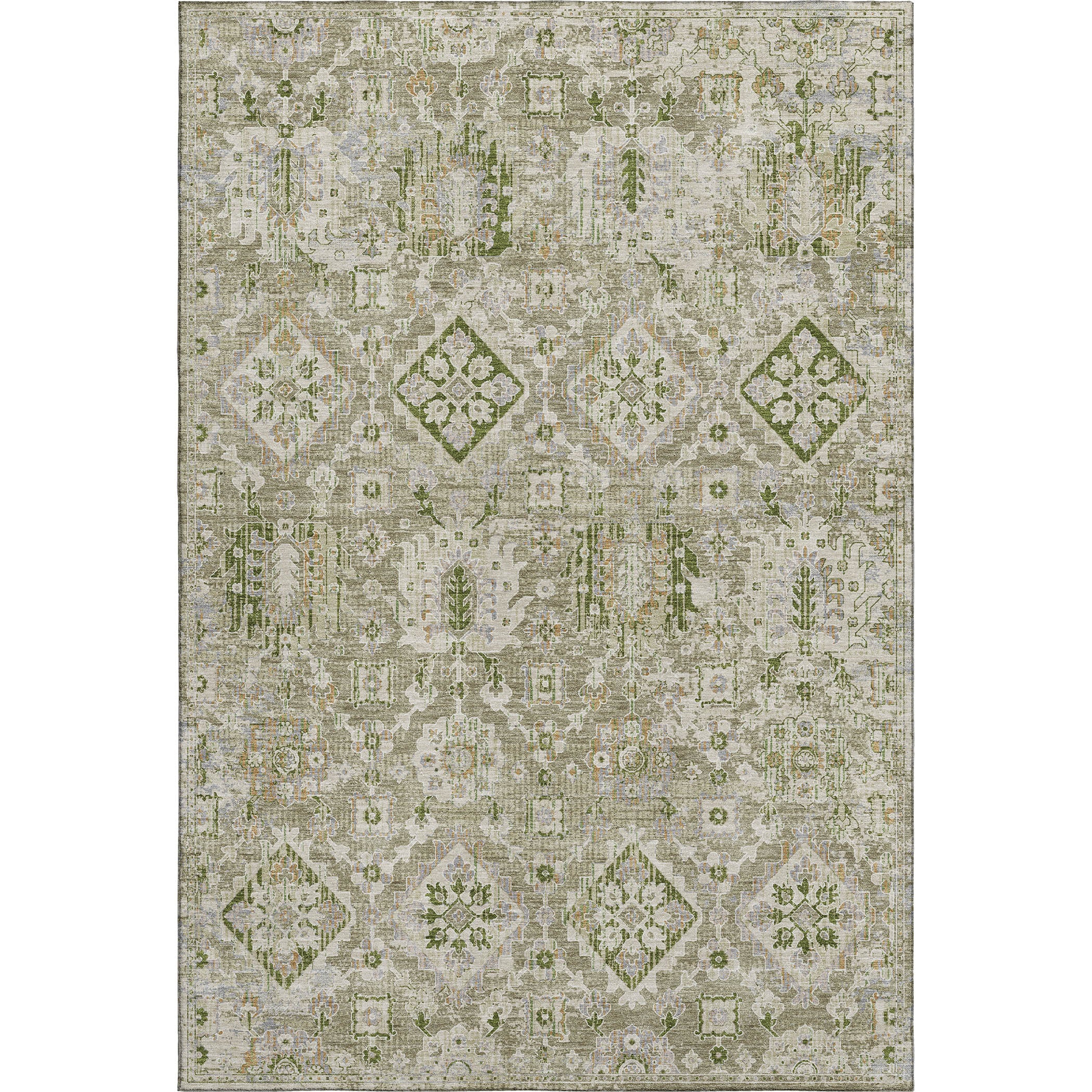 Valletta Machine Washable Traditional Fern Green Rug 2'6" x 3'10" #shape_Rectangle