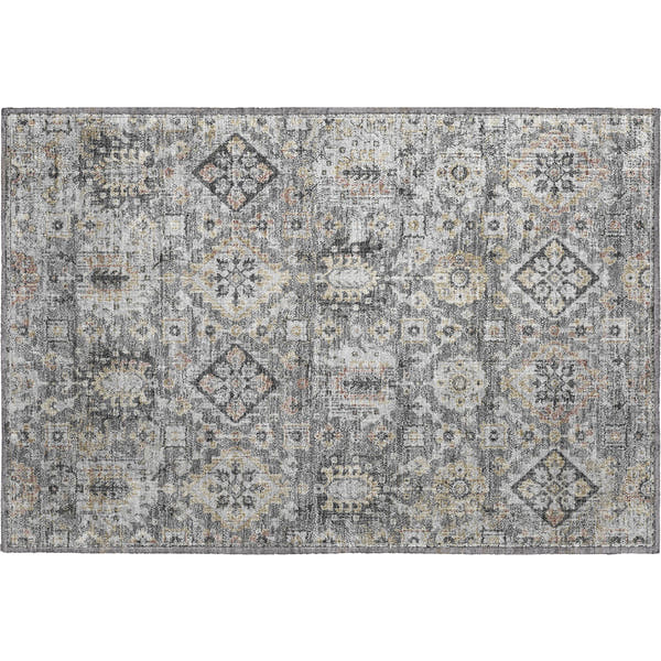 Valletta Machine Washable Traditional Gray Rug 1'8" x 2'6"