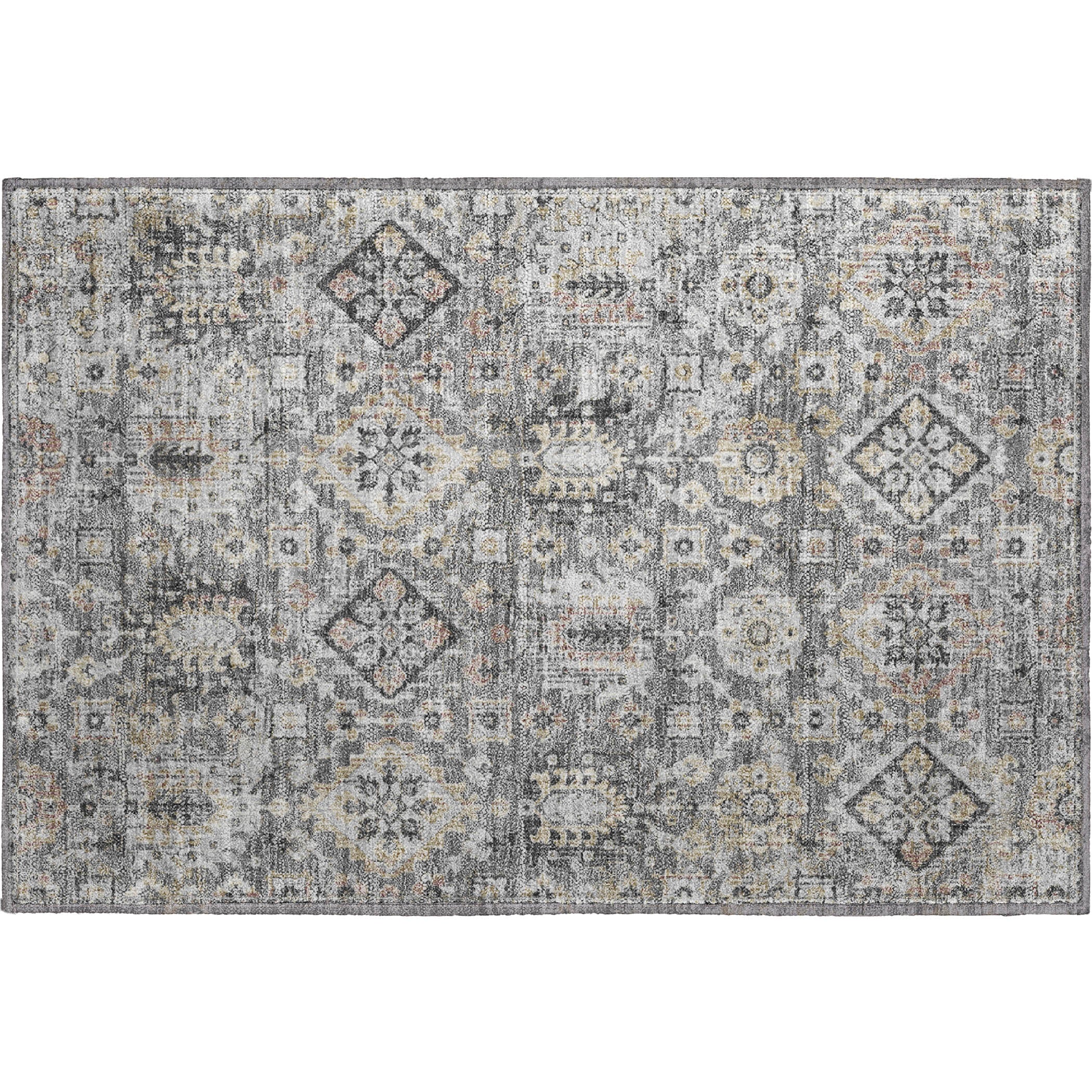 Valletta Machine Washable Traditional Gray Rug 1'8" x 2'6" #shape_Rectangle
