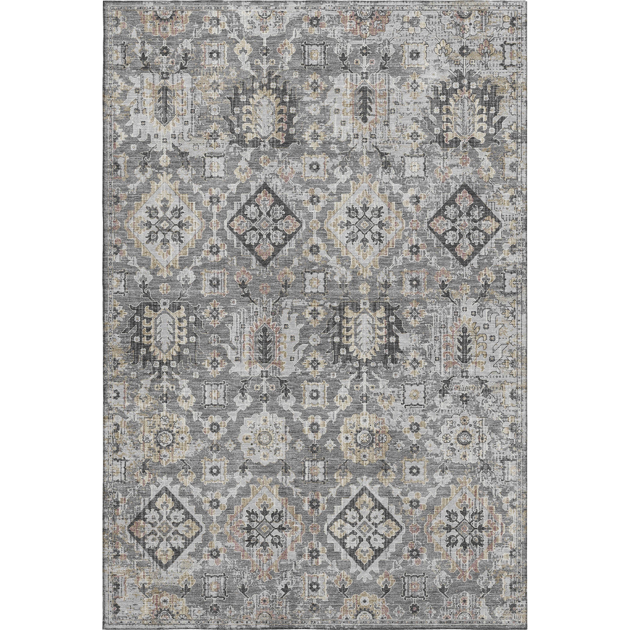 Valletta Machine Washable Traditional Gray Rug 2'6" x 3'10" #shape_Rectangle