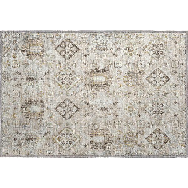 Valletta Machine Washable Traditional Linen Ivory Rug 1'8" x 2'6"