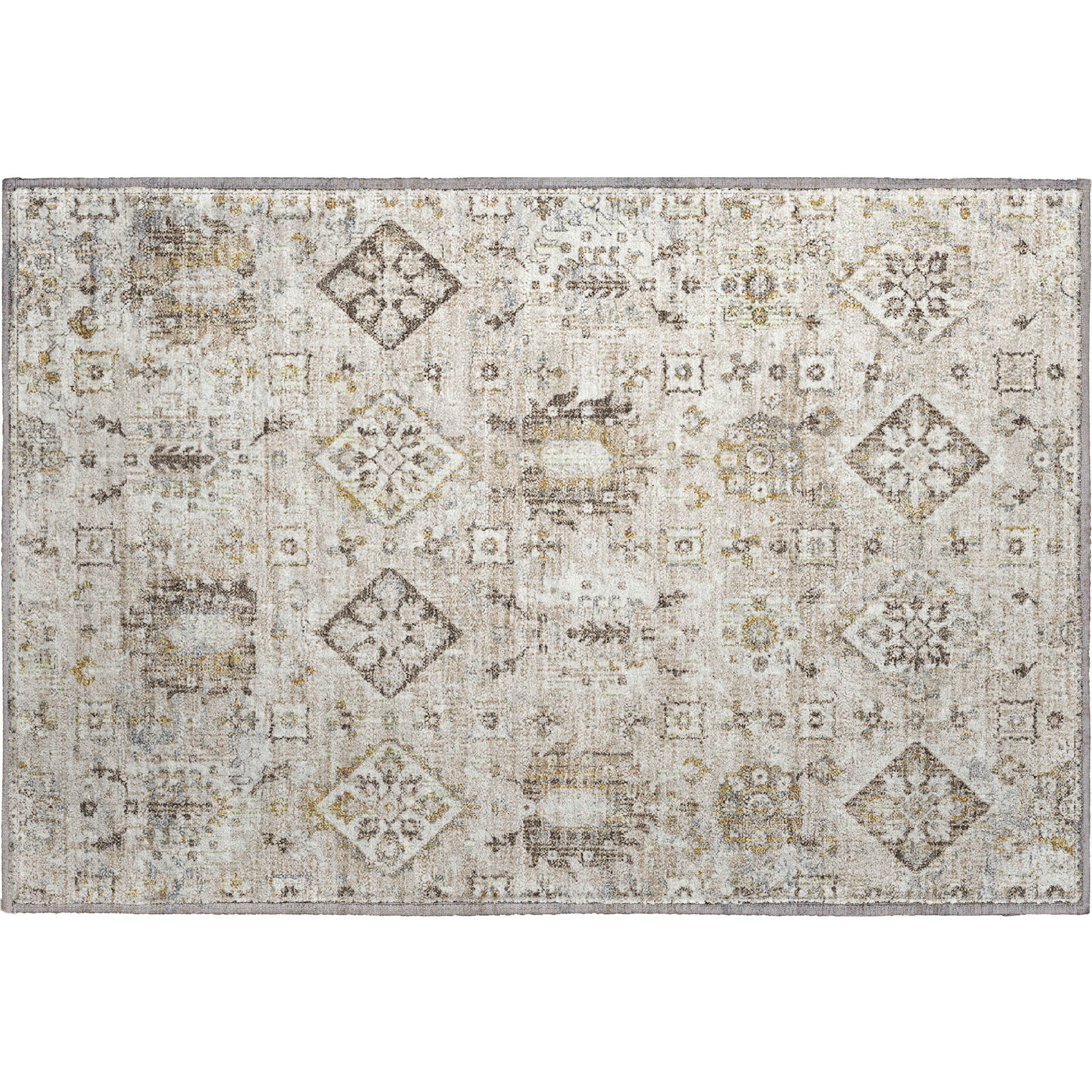 Valletta Machine Washable Traditional Linen Ivory Rug 1'8" x 2'6" #shape_Rectangle