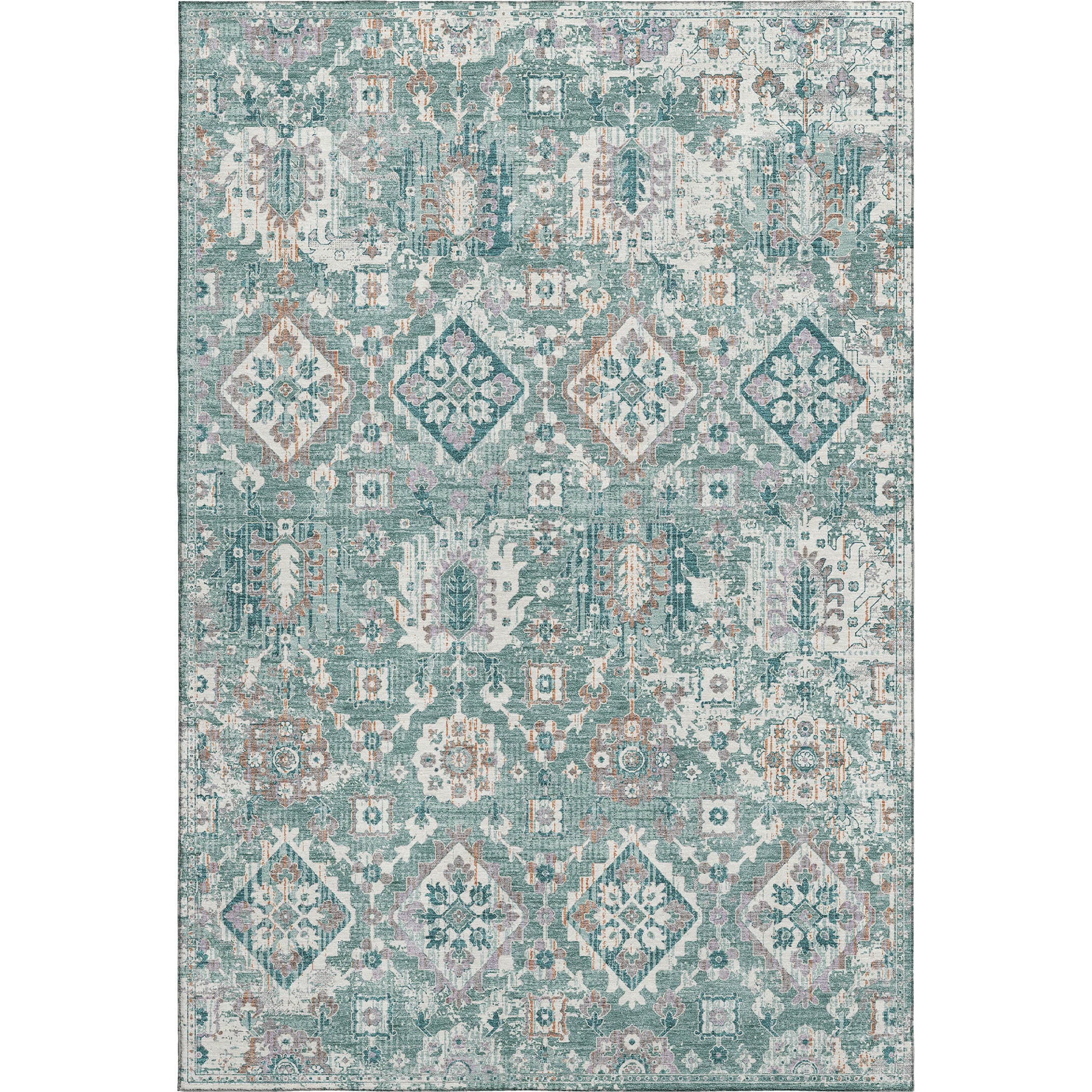 Valletta Machine Washable Traditional Seafoam Blue Rug 2'6" x 3'10" #shape_Rectangle