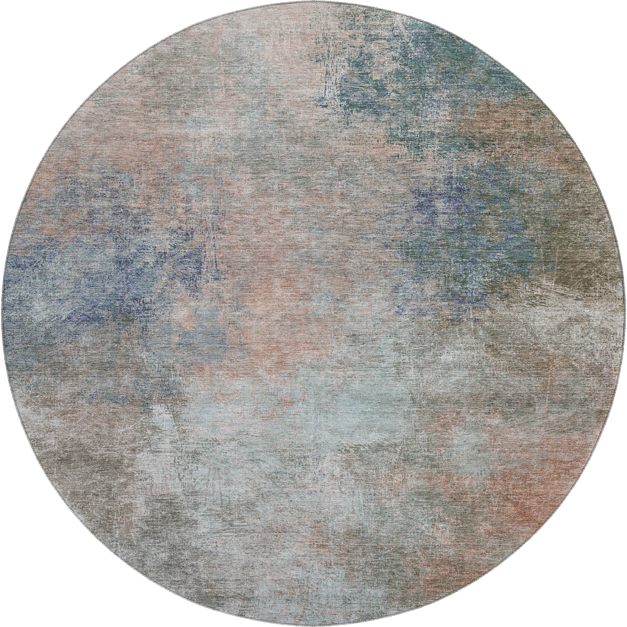 Bergen Machine Washable Transitional Copper Orange Rug 8' x 8' #shape_Round
