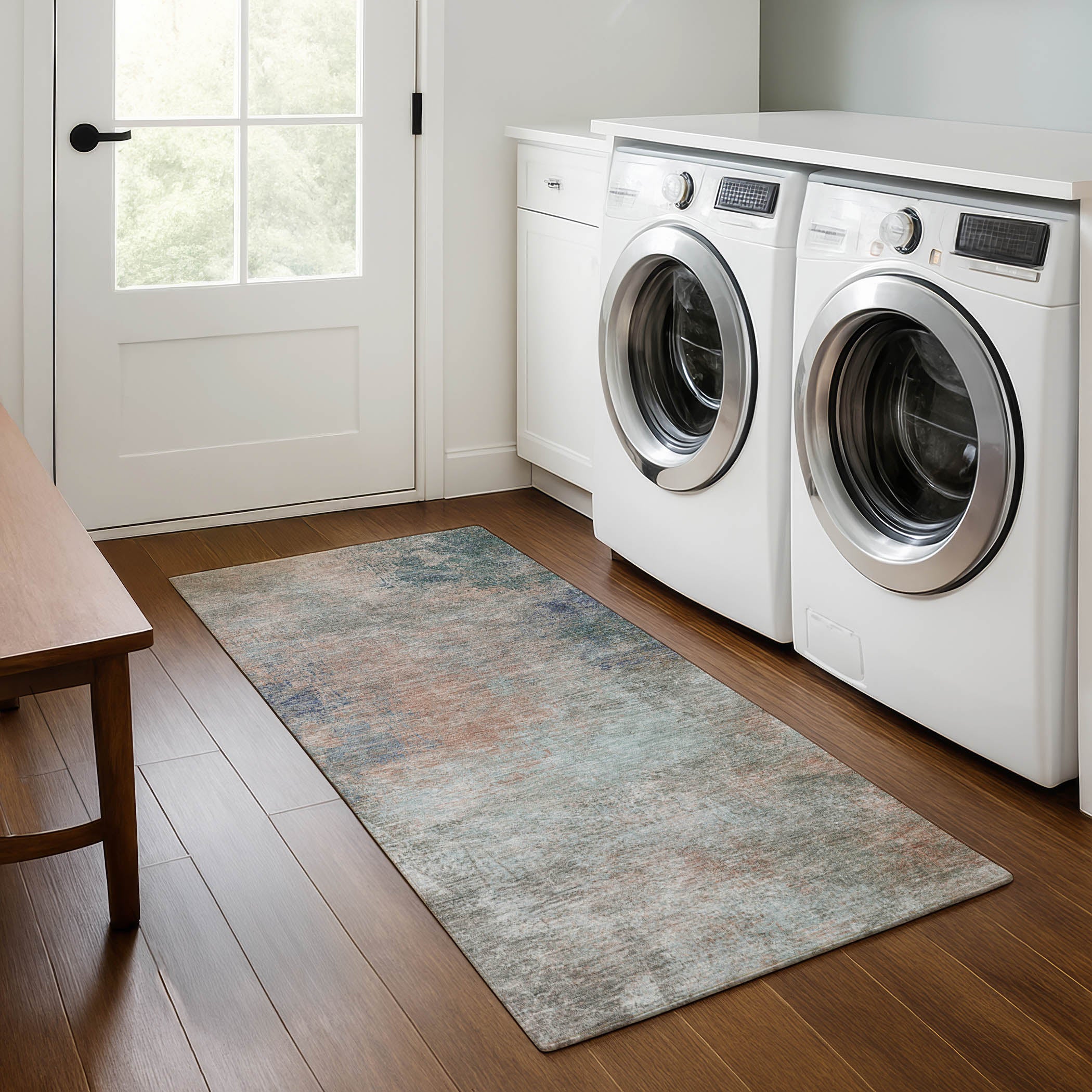 Bergen Machine Washable Transitional Copper Orange Rug 2'3" x 7'6" #shape_Runner