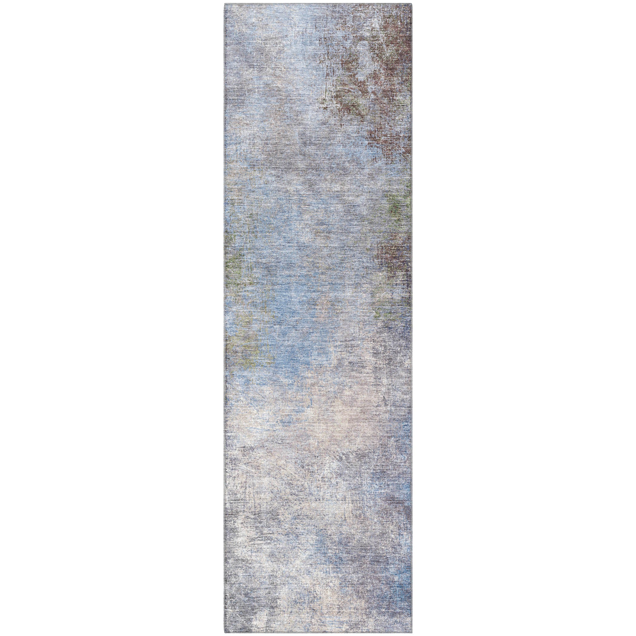 Bergen Machine Washable Transitional Denim Blue Rug 2'3" x 7'6" #shape_Runner