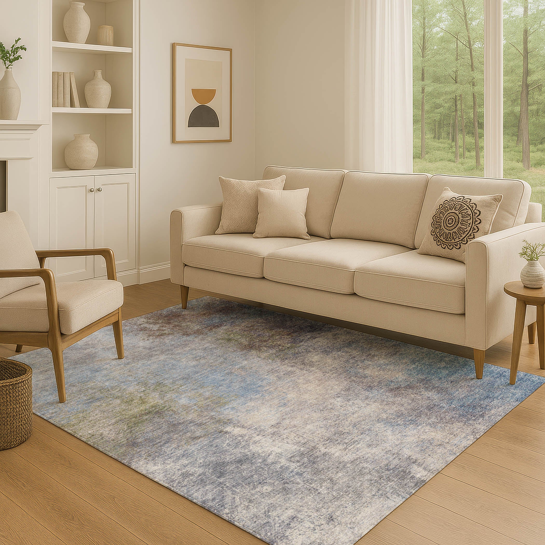 Bergen Machine Washable Transitional Denim Blue Rug 2'6" x 3'10" #shape_Rectangle