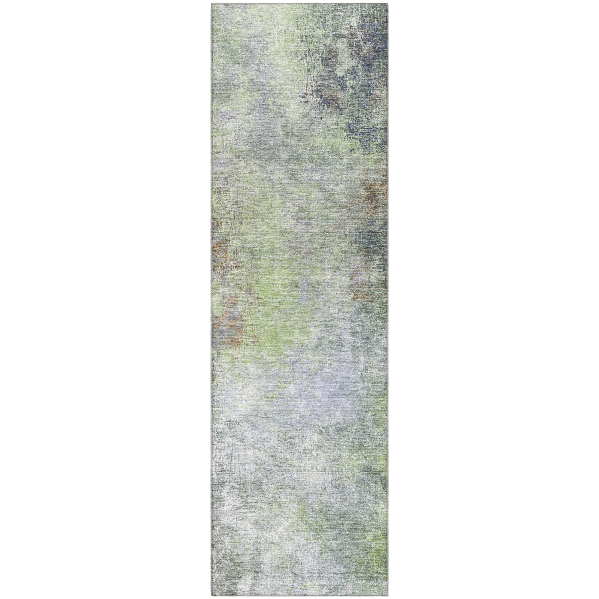 Bergen Machine Washable Transitional Fern Green Rug 2'3" x 7'6" #shape_Runner