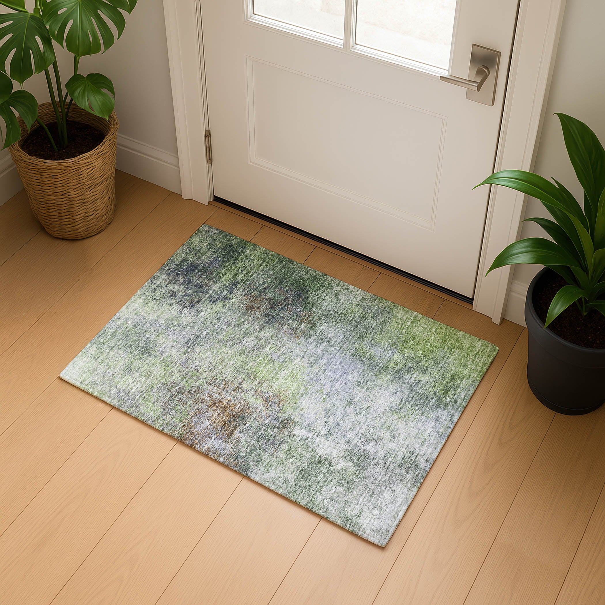 Bergen Machine Washable Transitional Fern Green Rug 1'8" x 2'6" #shape_Rectangle