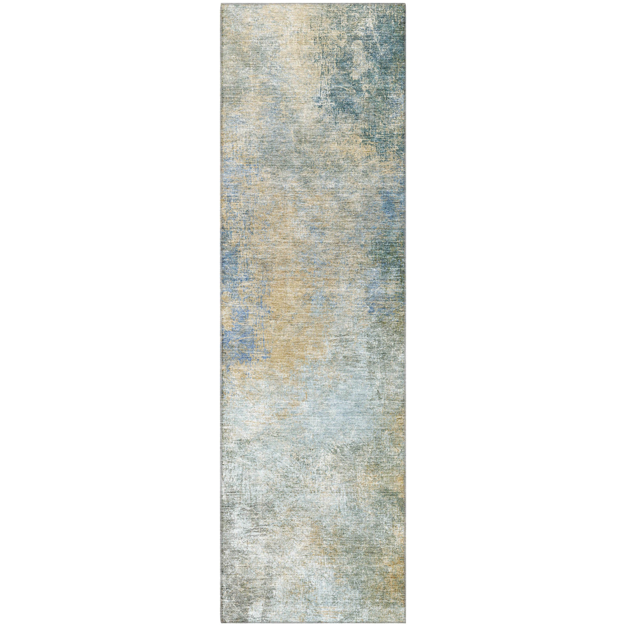 Bergen Machine Washable Transitional Khaki Brown Rug 2'3" x 7'6" #shape_Runner