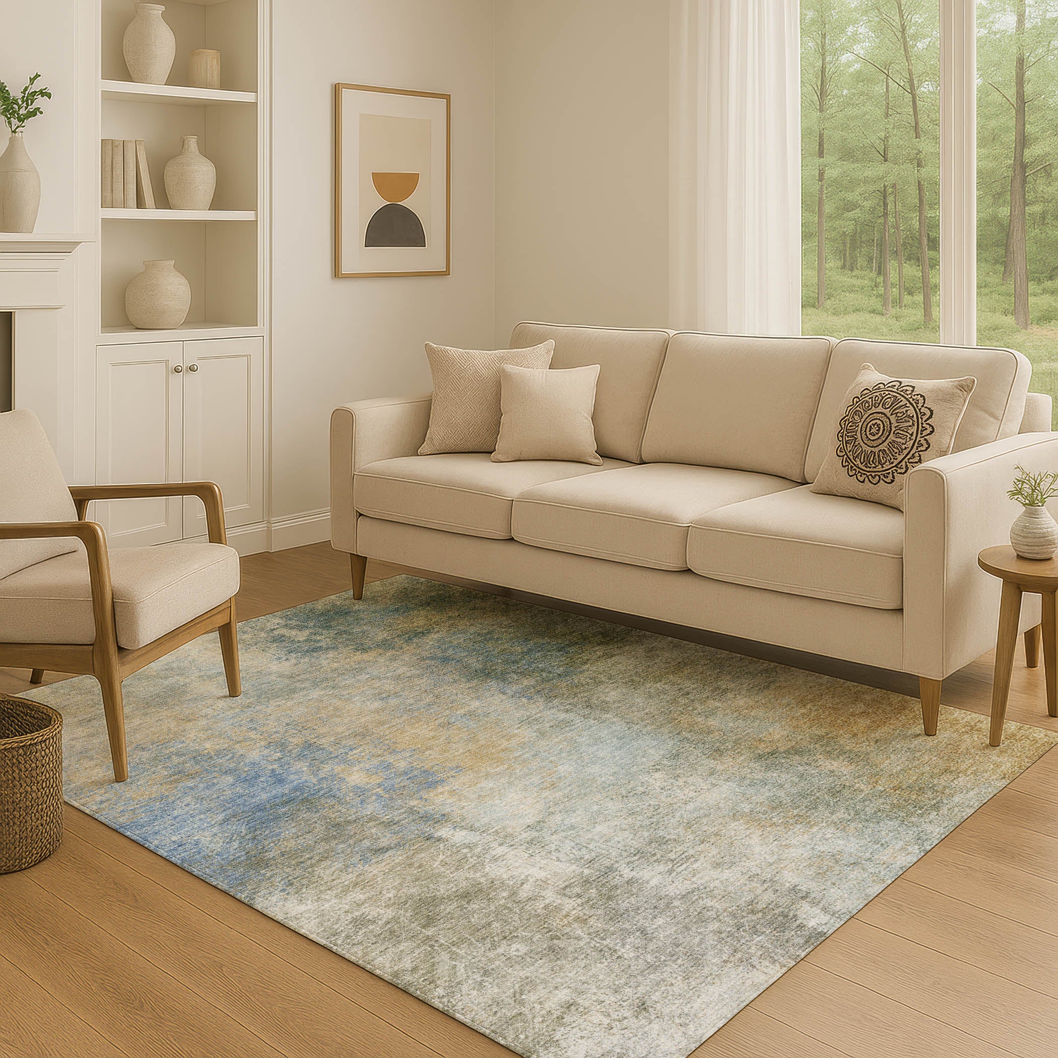 Bergen Machine Washable Transitional Khaki Brown Rug 2'6" x 3'10" #shape_Rectangle