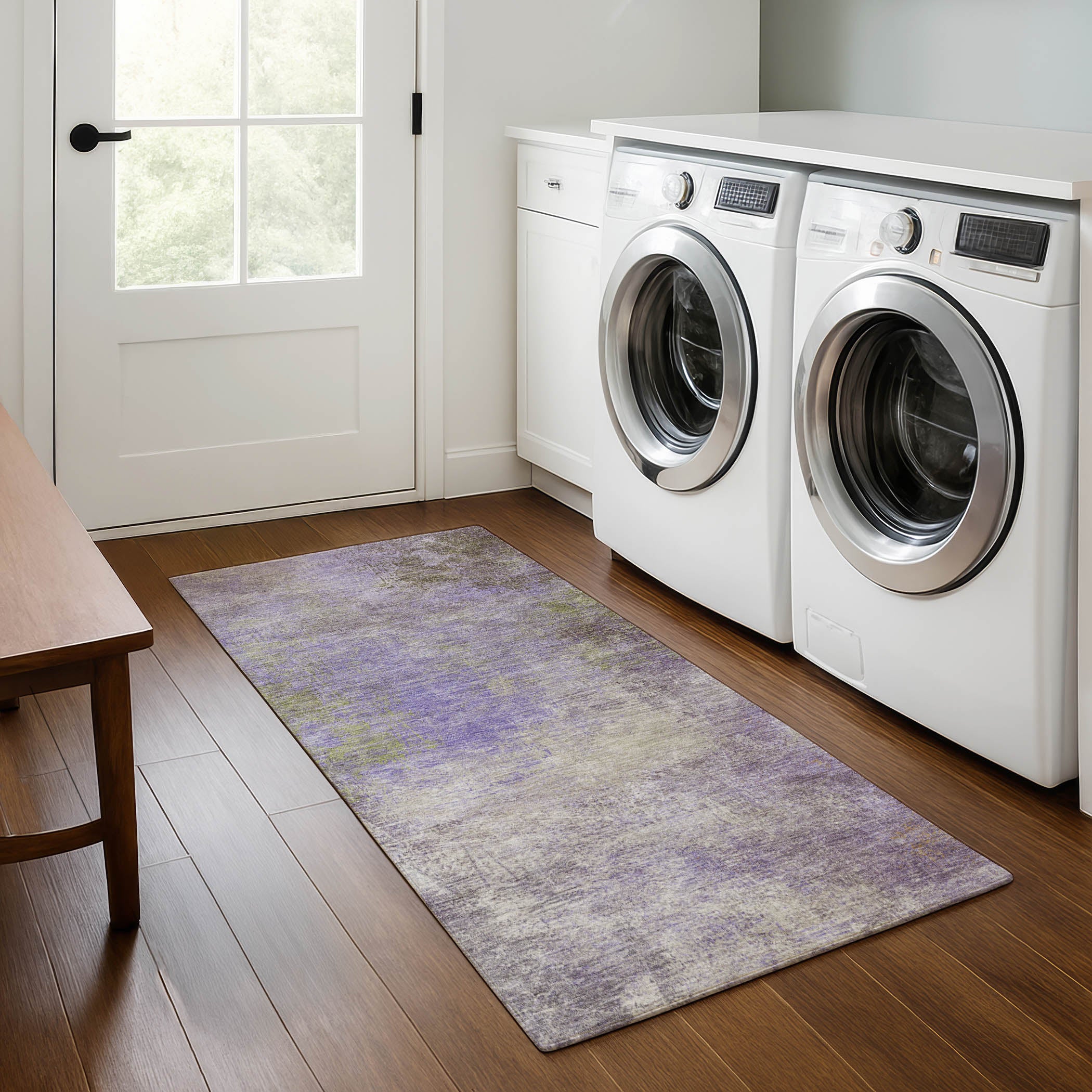Bergen Machine Washable Transitional Purple Rug 2'3" x 7'6" #shape_Runner