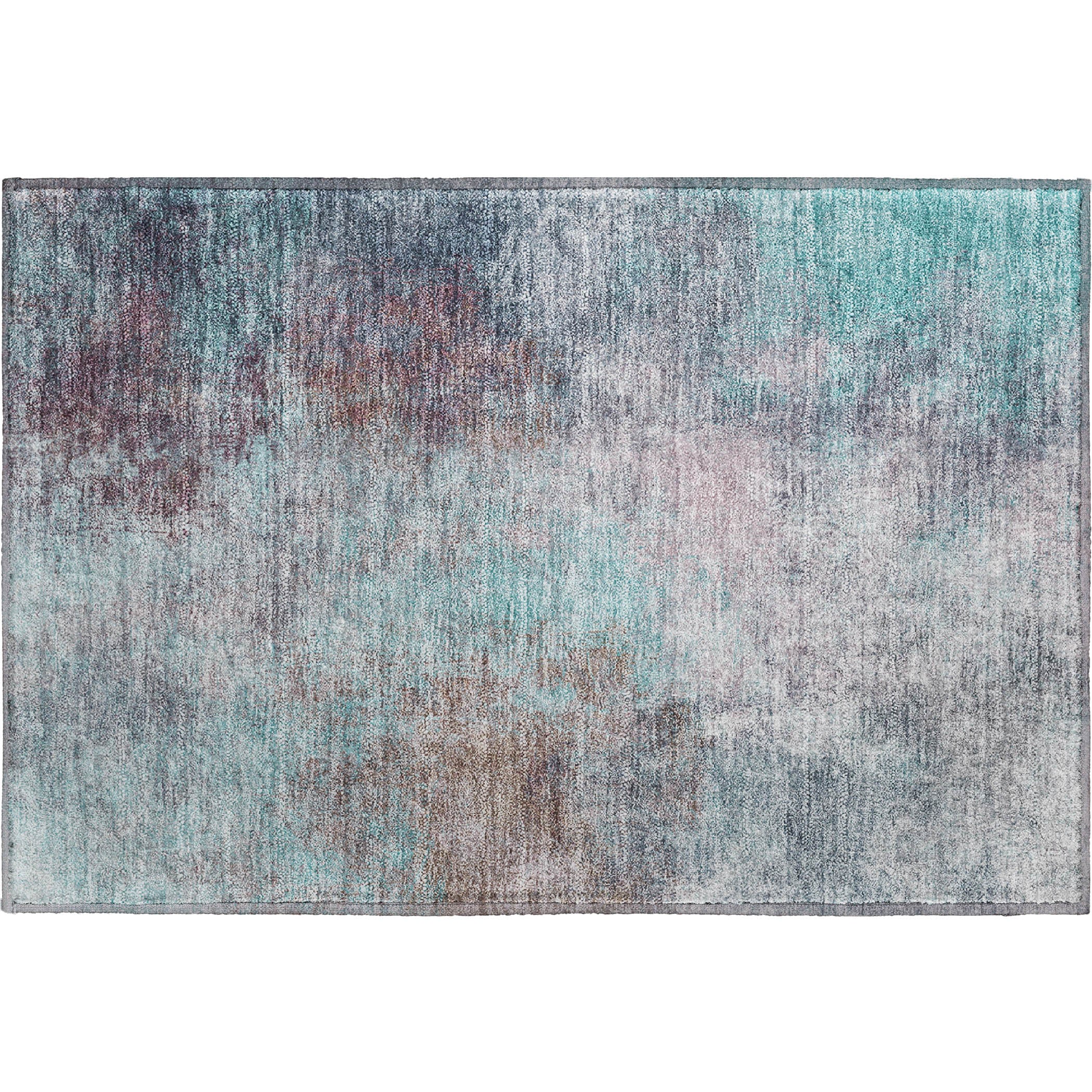 Bergen Machine Washable Transitional Teal Rug 1'8" x 2'6" #shape_Rectangle
