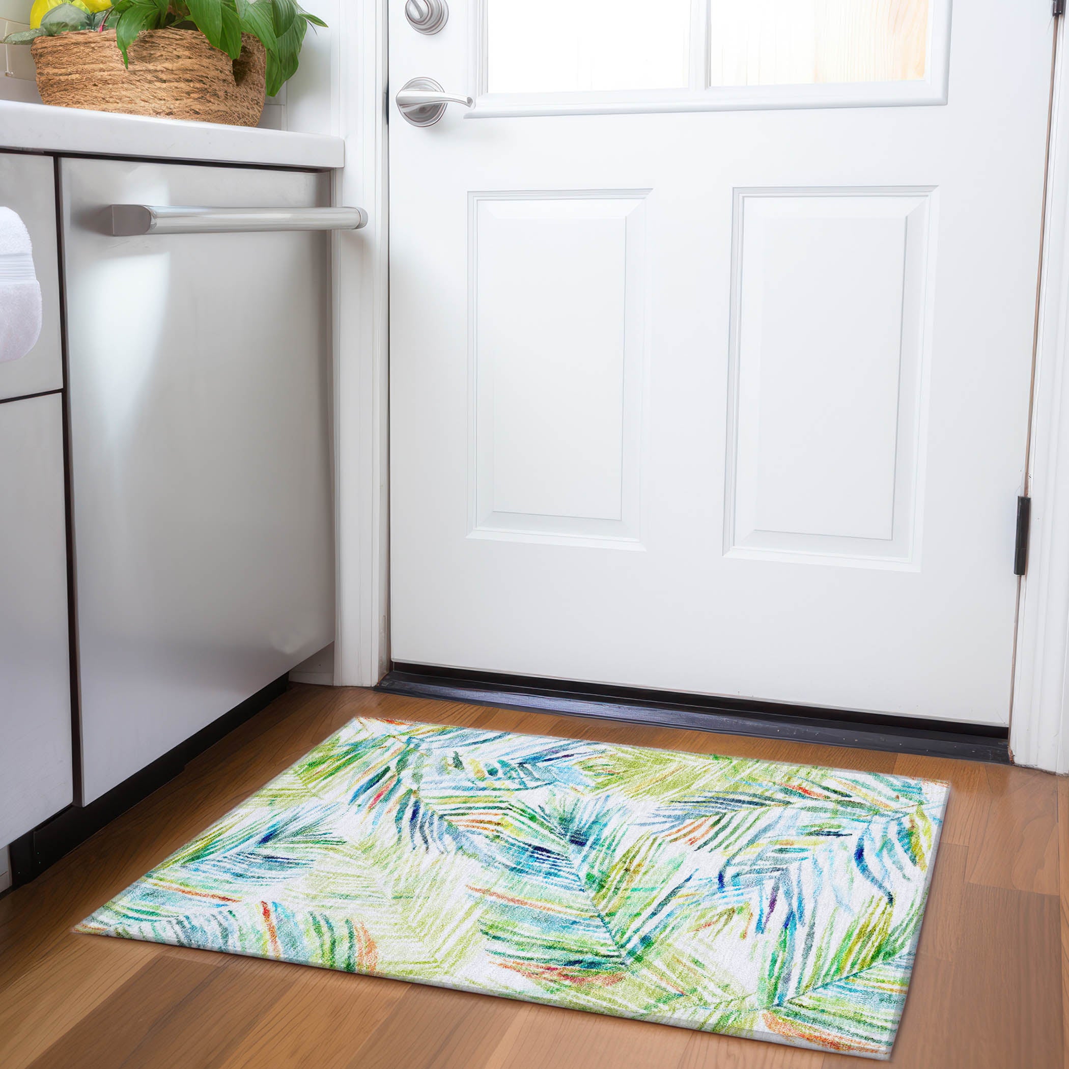 Seoul Machine Washable Tropical Multi Rug 1'8" x 2'6" #shape_Rectangle