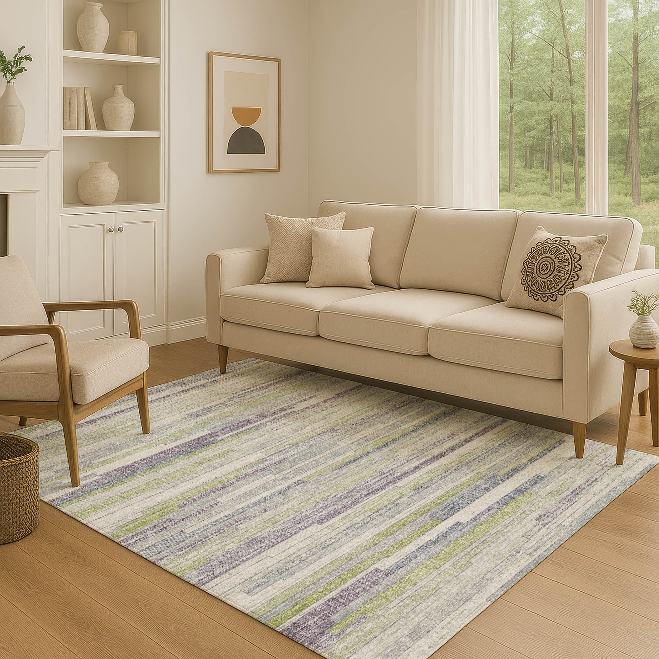 Seville Machine Washable Transitional Aloe Green Rug 2'6" x 3'10" #shape_Rectangle