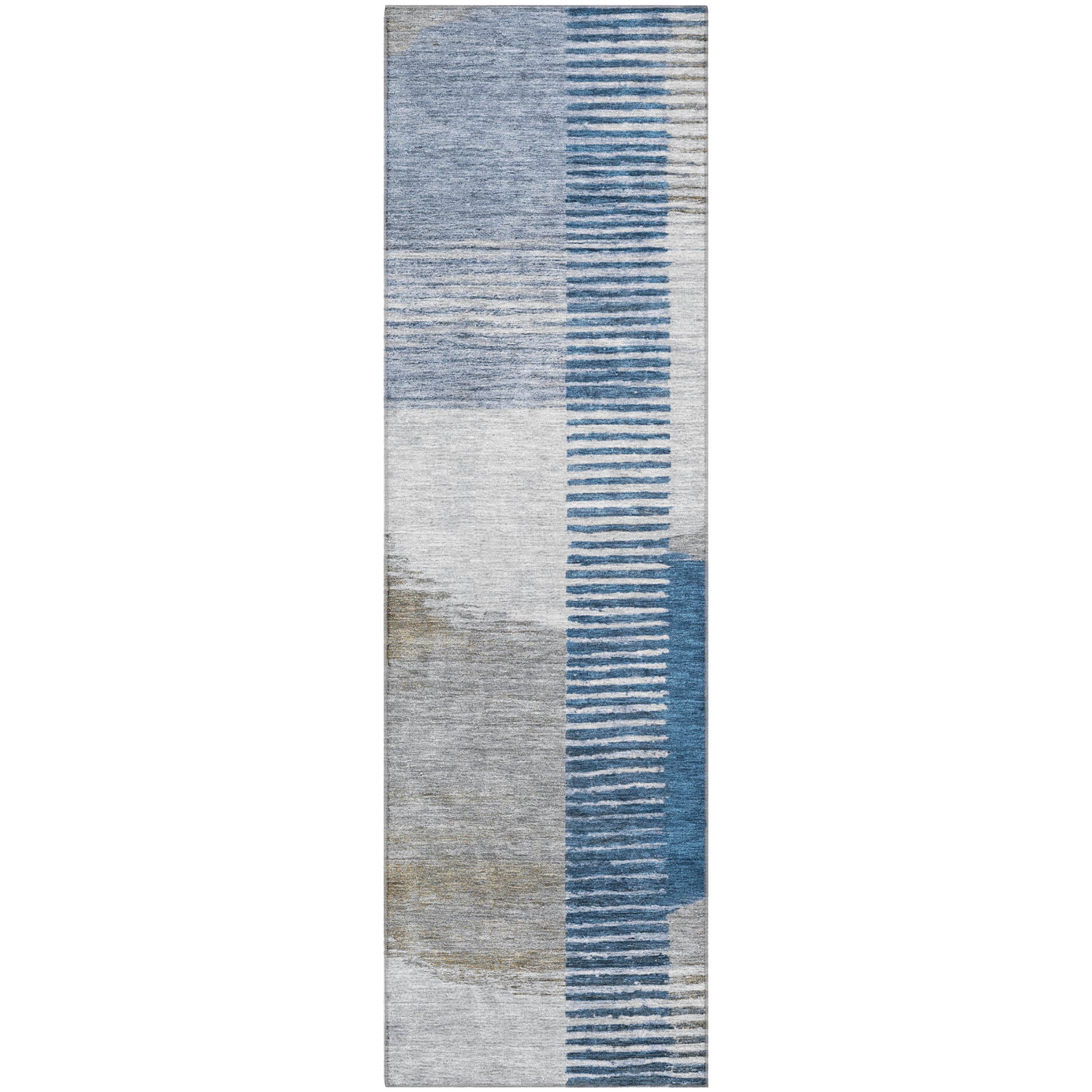 Valletta Machine Washable Transitional Denim Blue Rug 2'3" x 7'6" #shape_Runner