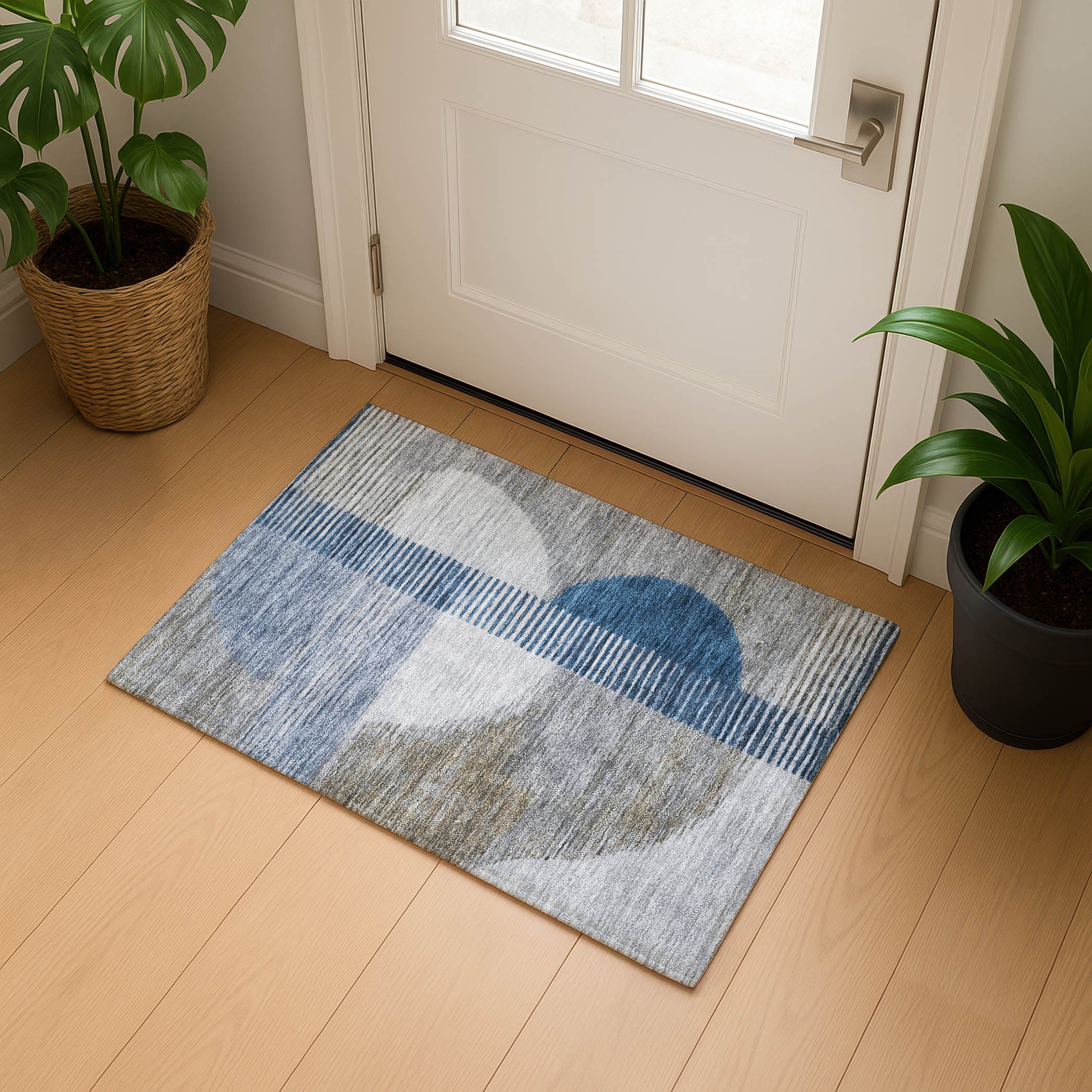 Valletta Machine Washable Transitional Denim Blue Rug 1'8" x 2'6" #shape_Rectangle