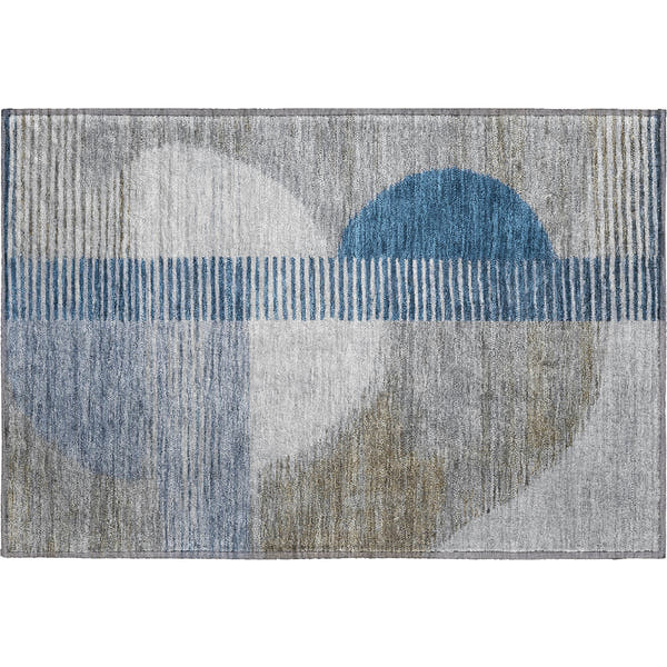 Valletta Machine Washable Transitional Denim Blue Rug 1'8" x 2'6"
