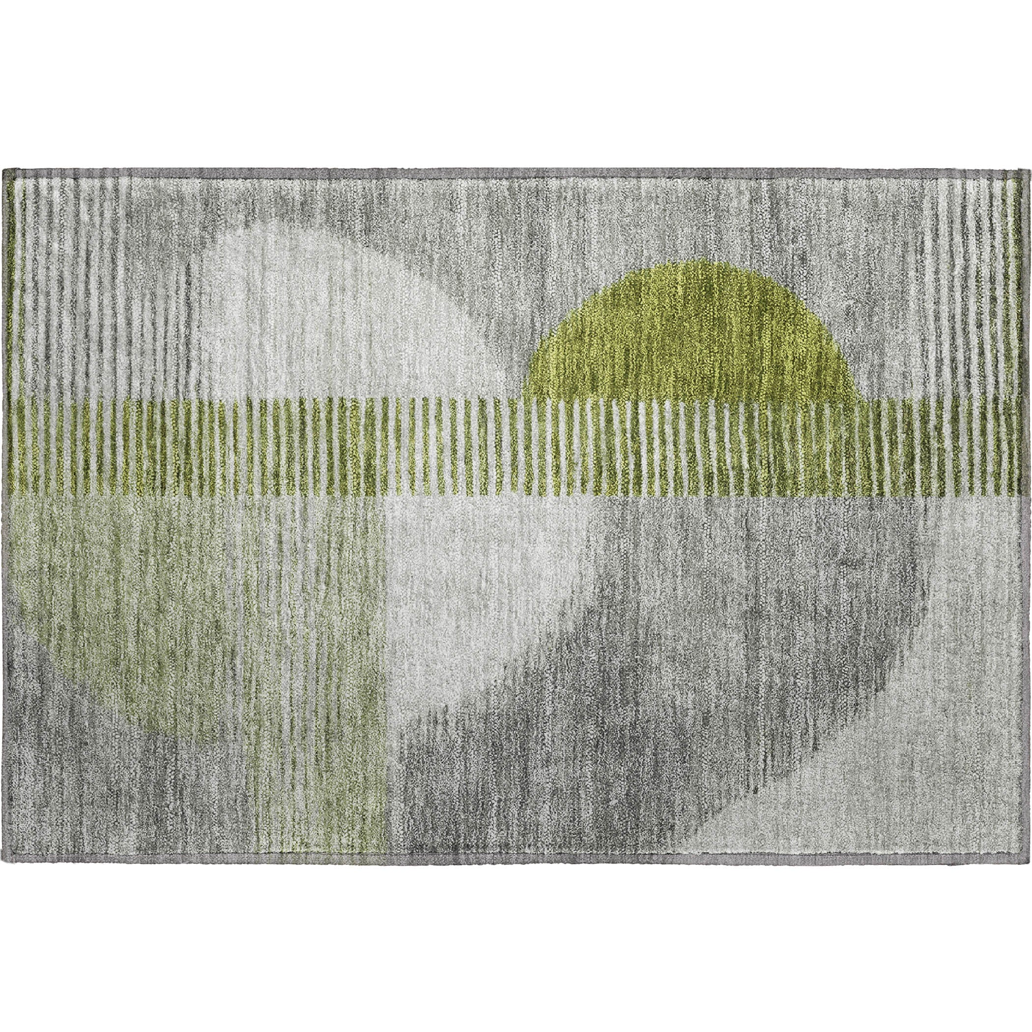 Valletta Machine Washable Transitional Olive Green Rug 1'8" x 2'6" #shape_Rectangle