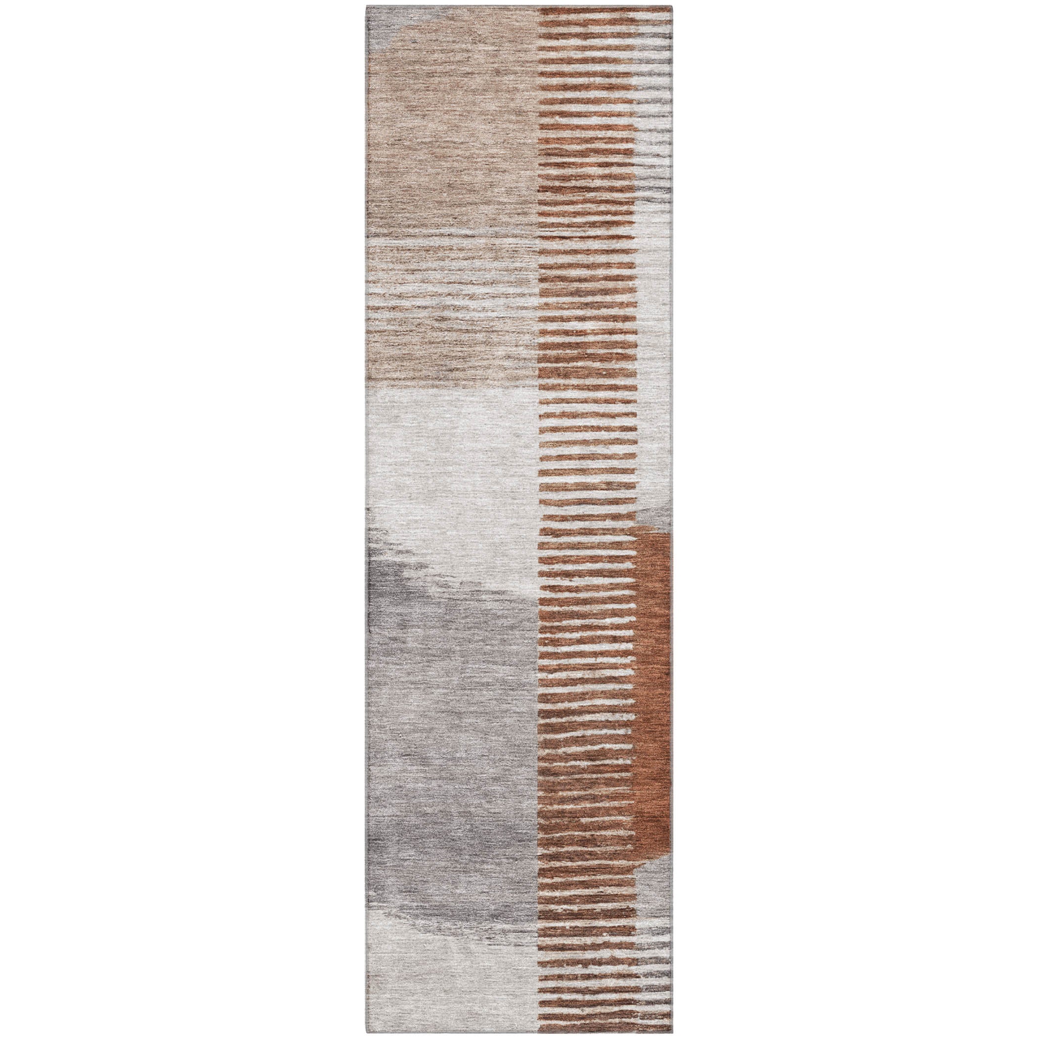 Valletta Machine Washable Transitional Taupe Brown Rug 2'3" x 7'6" #shape_Runner