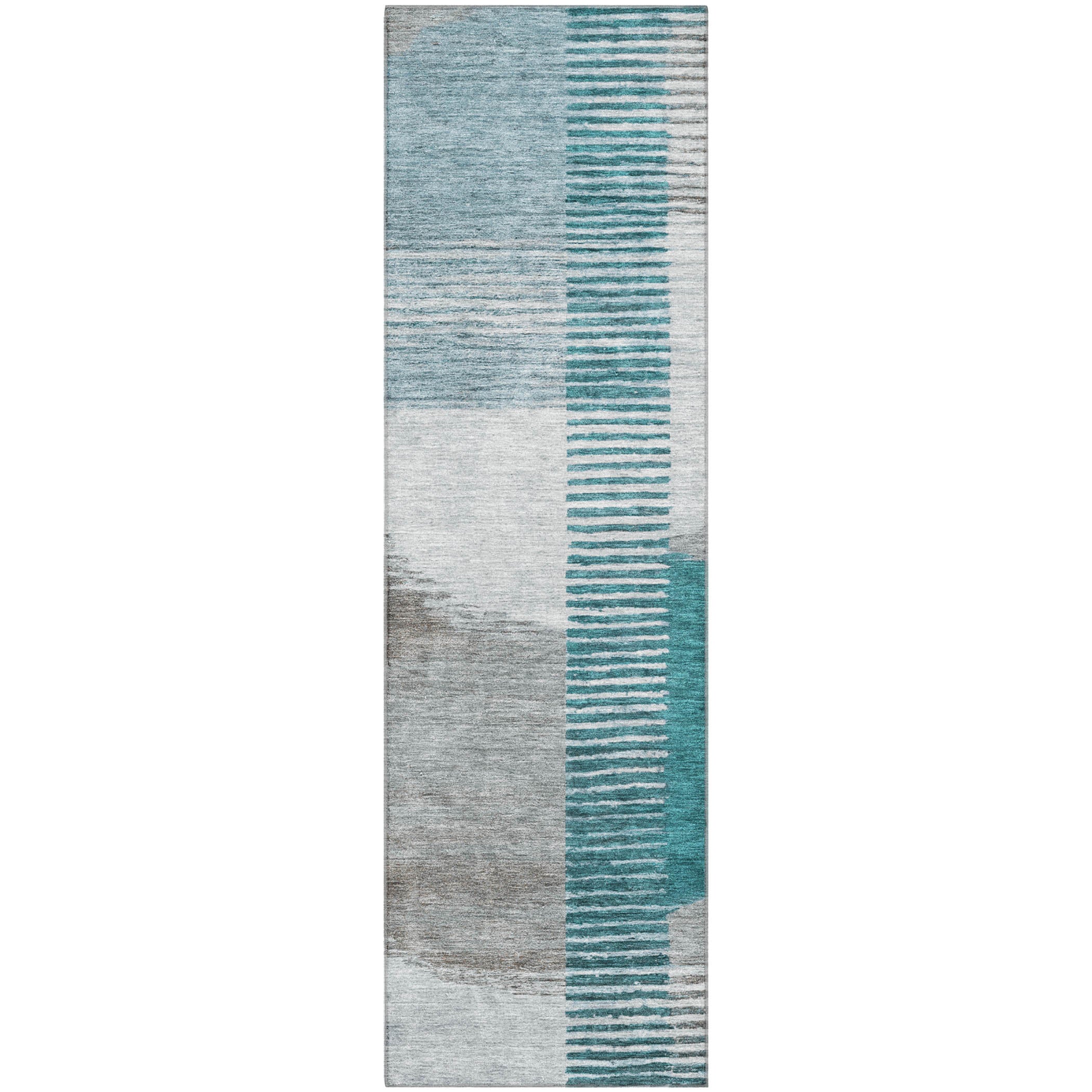 Valletta Machine Washable Transitional Teal Rug 2'3" x 7'6" #shape_Runner