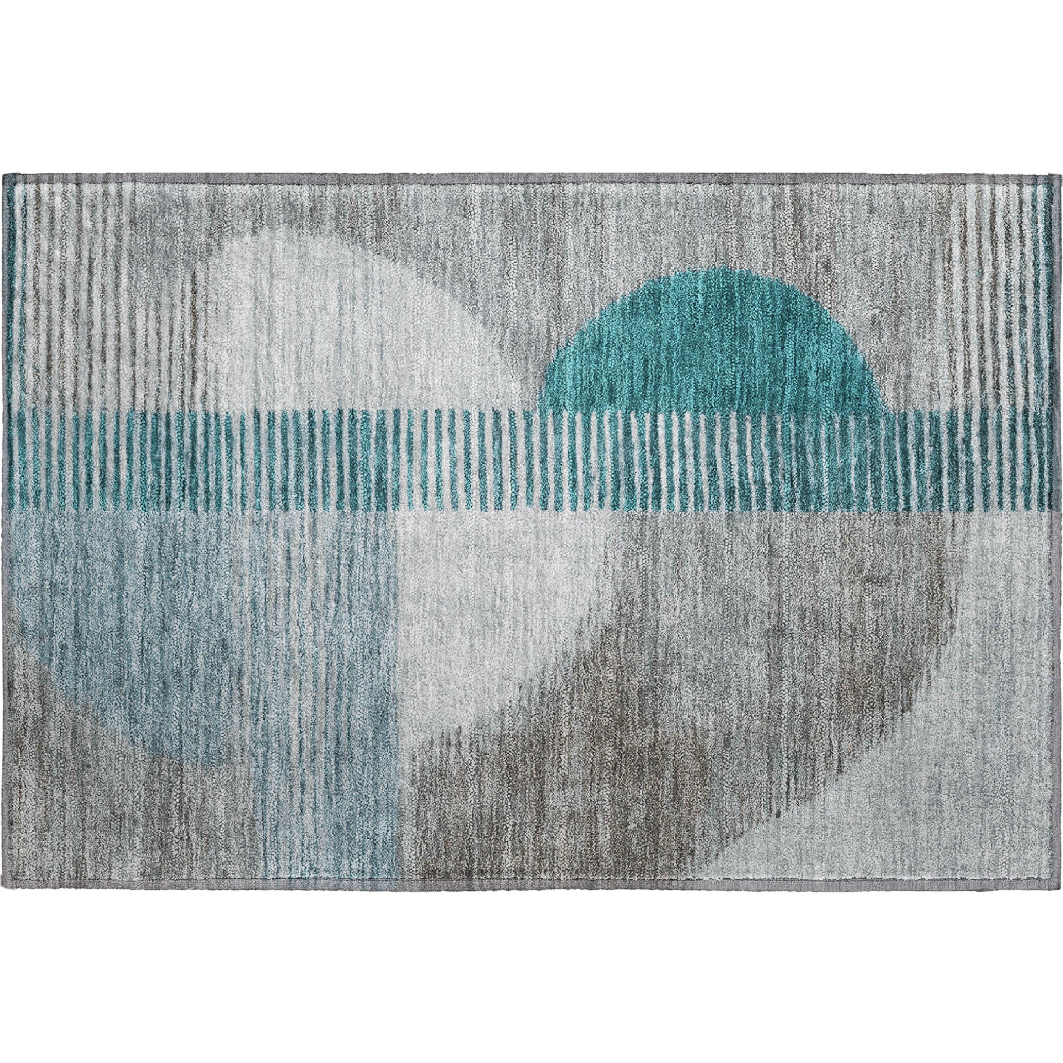 Valletta Machine Washable Transitional Teal Rug 1'8" x 2'6" #shape_Rectangle
