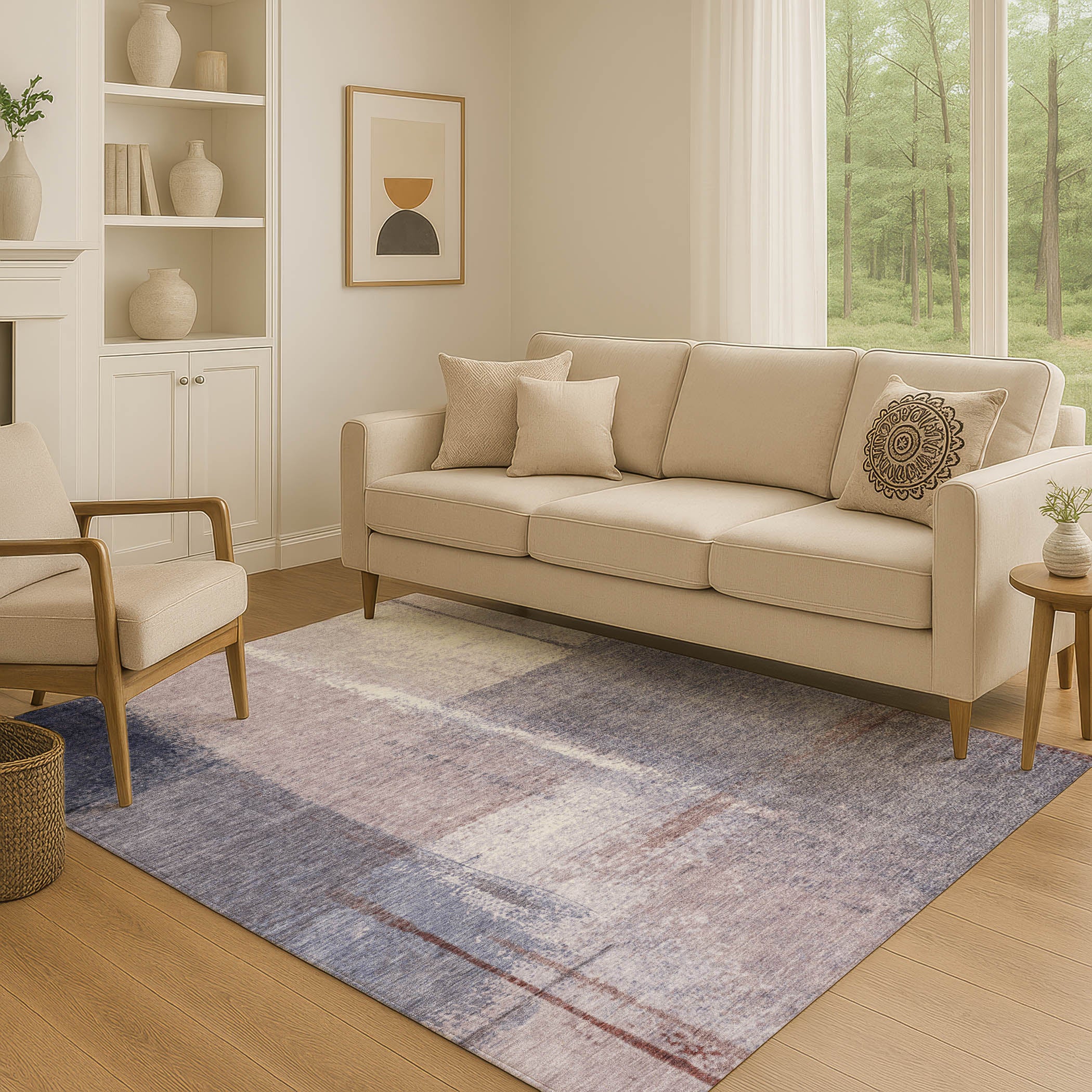 Tbilisi Machine Washable Transitional Lavender Purple Rug 2'6" x 3'10" #shape_Rectangle