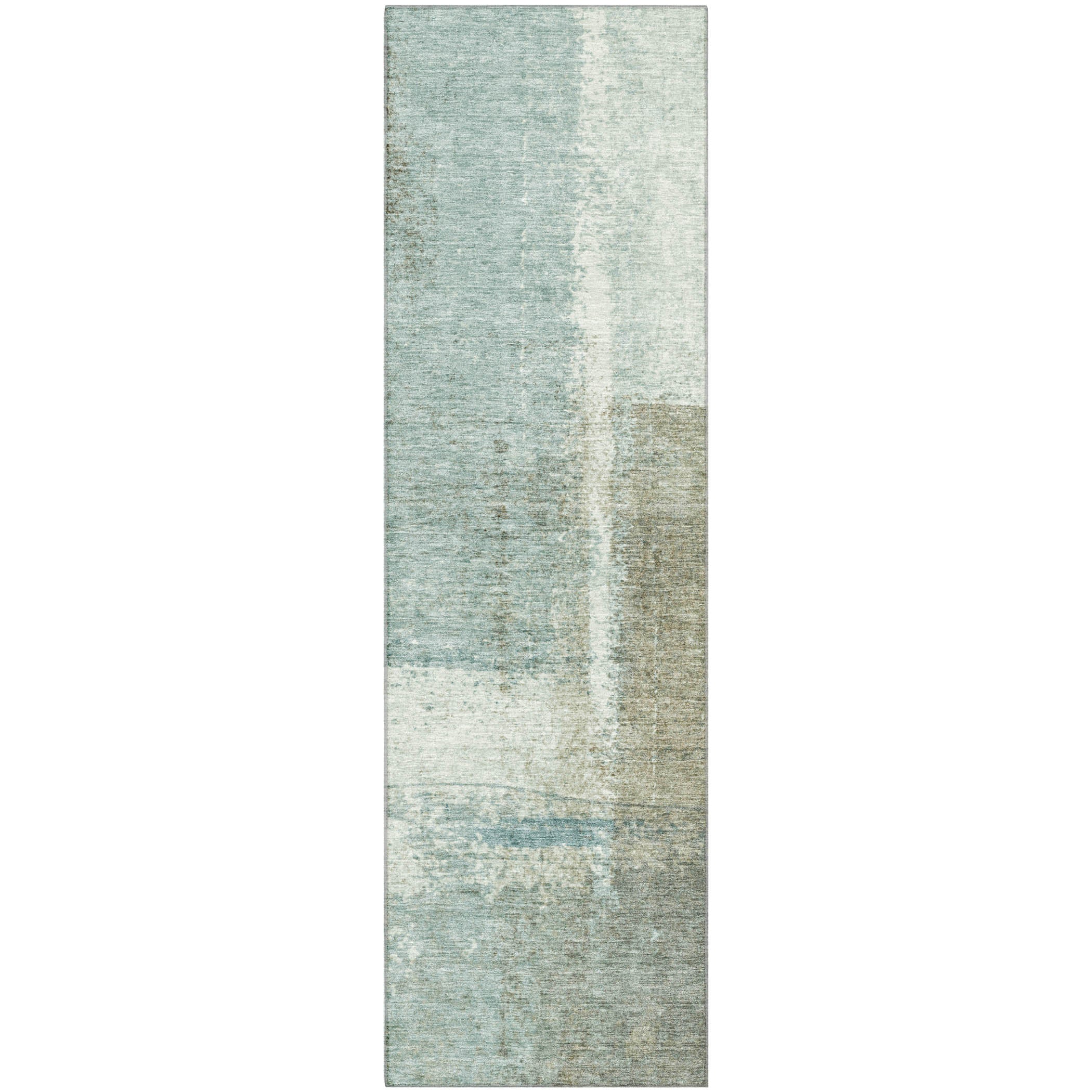 Tbilisi Machine Washable Transitional Seafoam Blue Rug 2'3" x 7'6" #shape_Runner