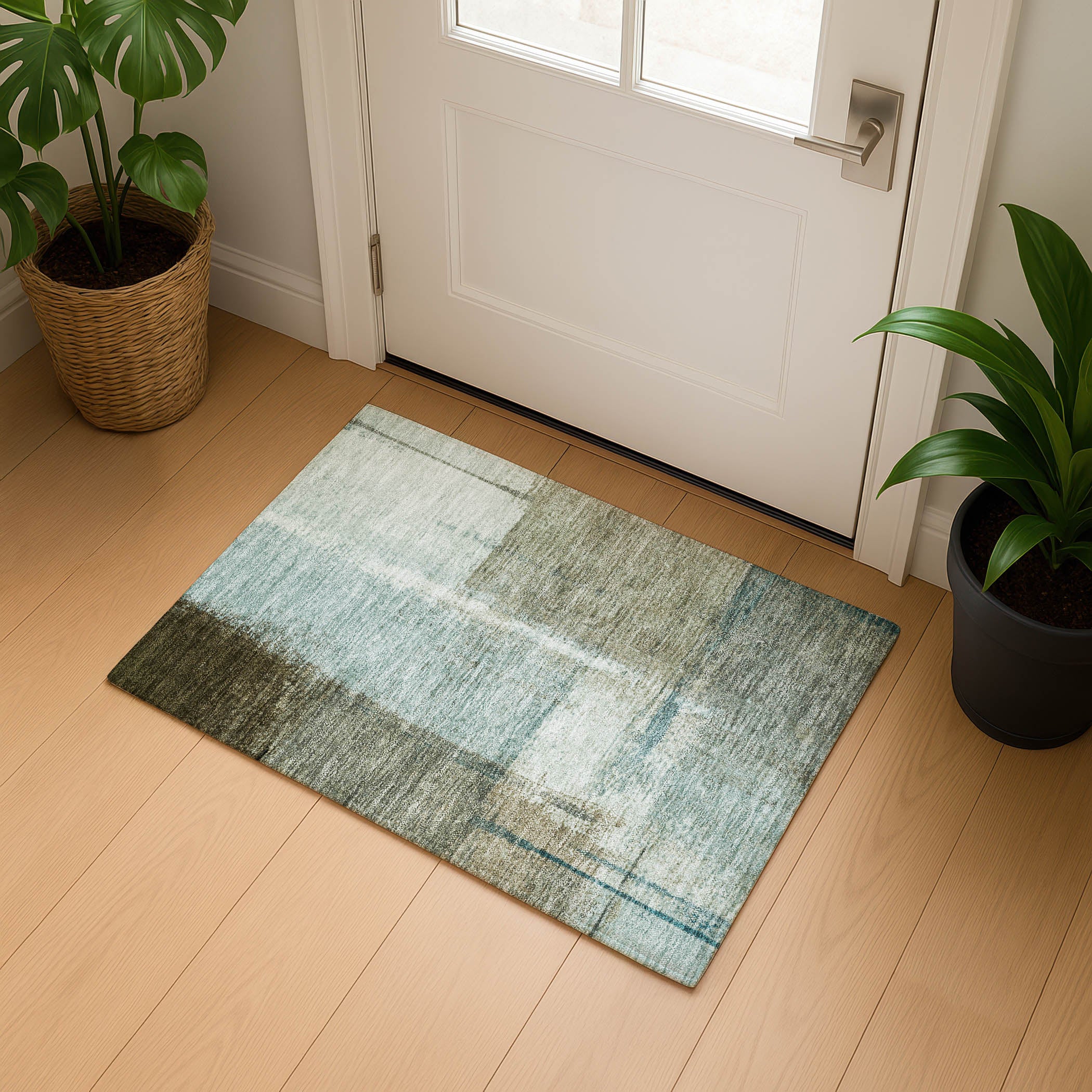 Tbilisi Machine Washable Transitional Seafoam Blue Rug 1'8" x 2'6" #shape_Rectangle