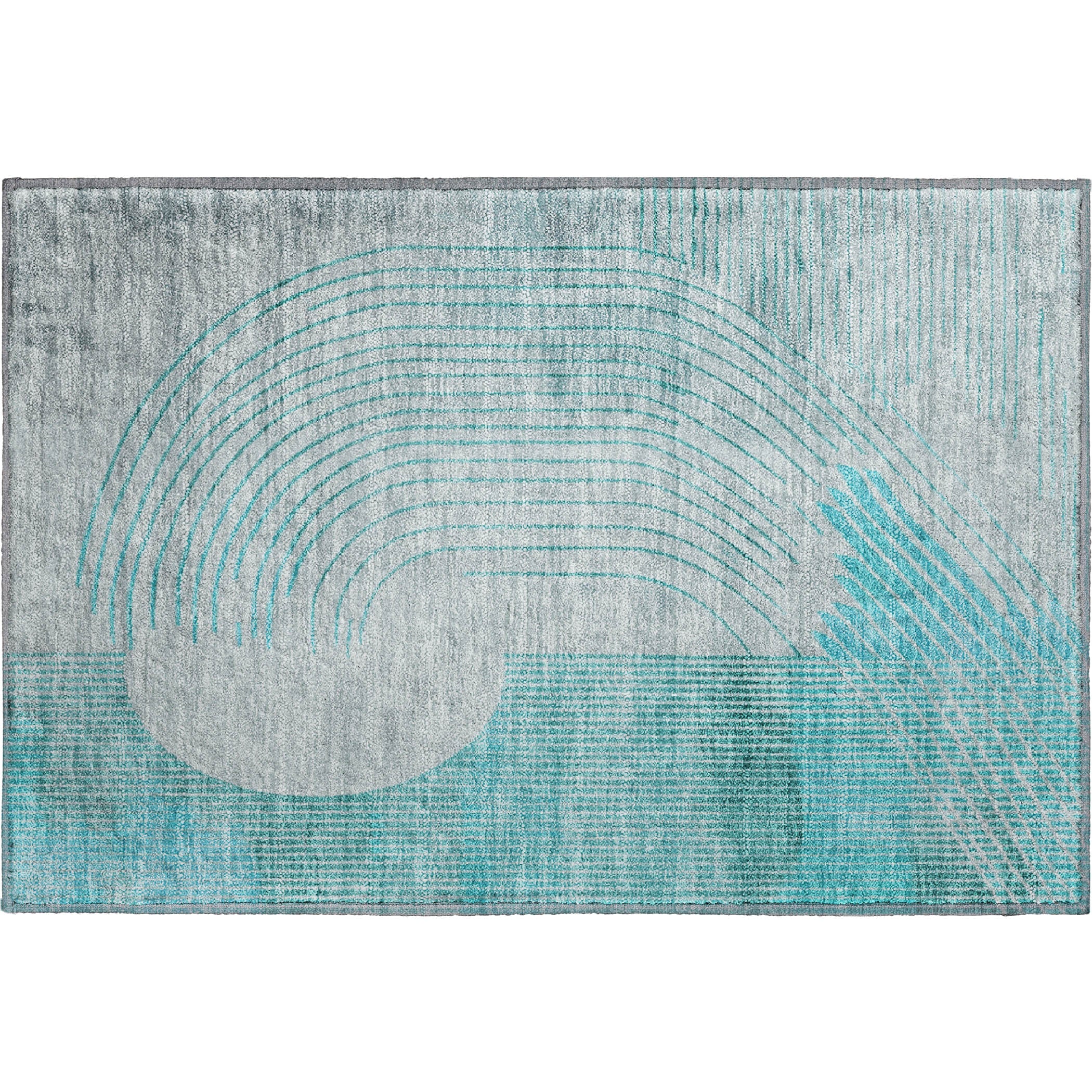 Antigua Machine Washable Transitional Teal Rug 1'8" x 2'6" #shape_Rectangle