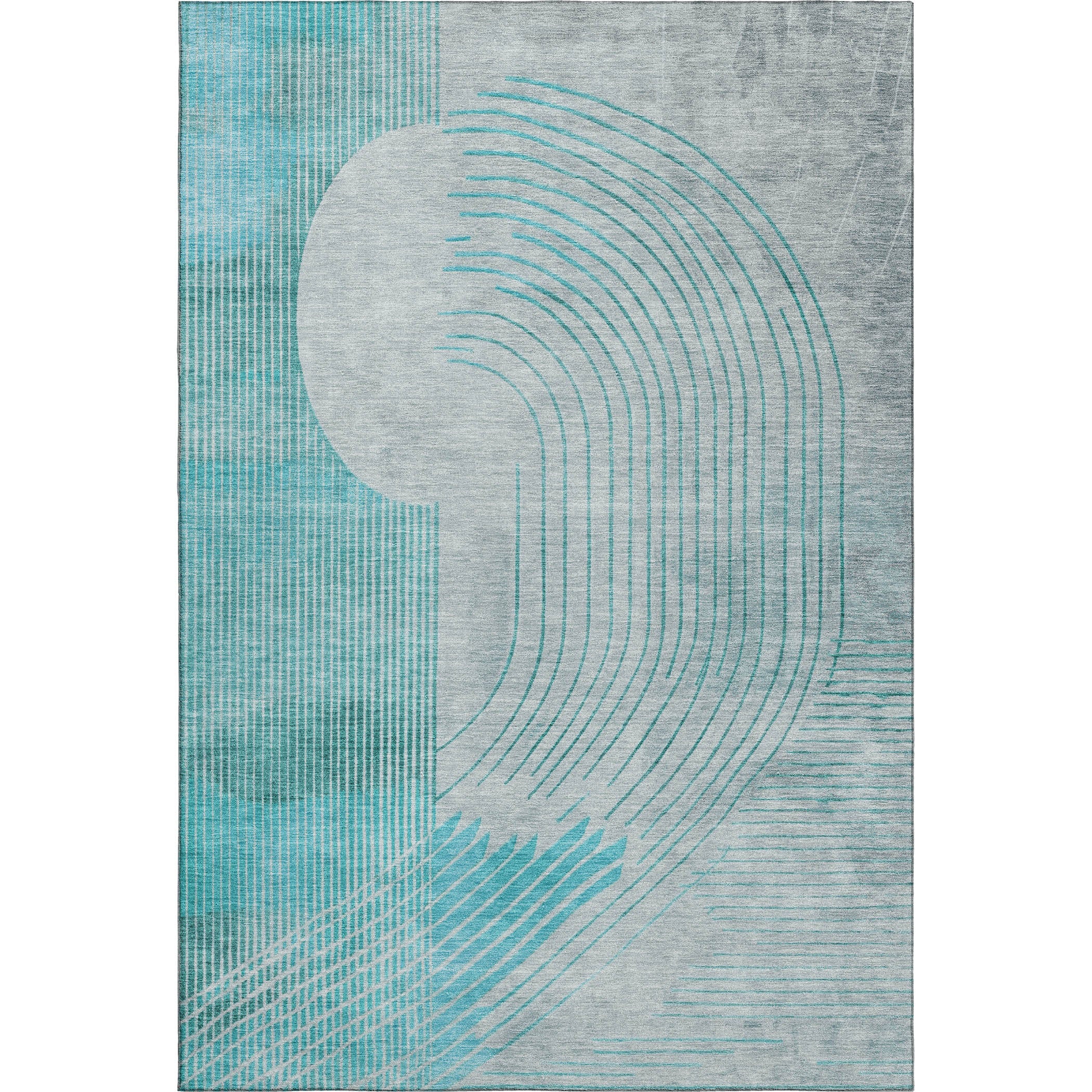 Antigua Machine Washable Transitional Teal Rug 2'6" x 3'10" #shape_Rectangle