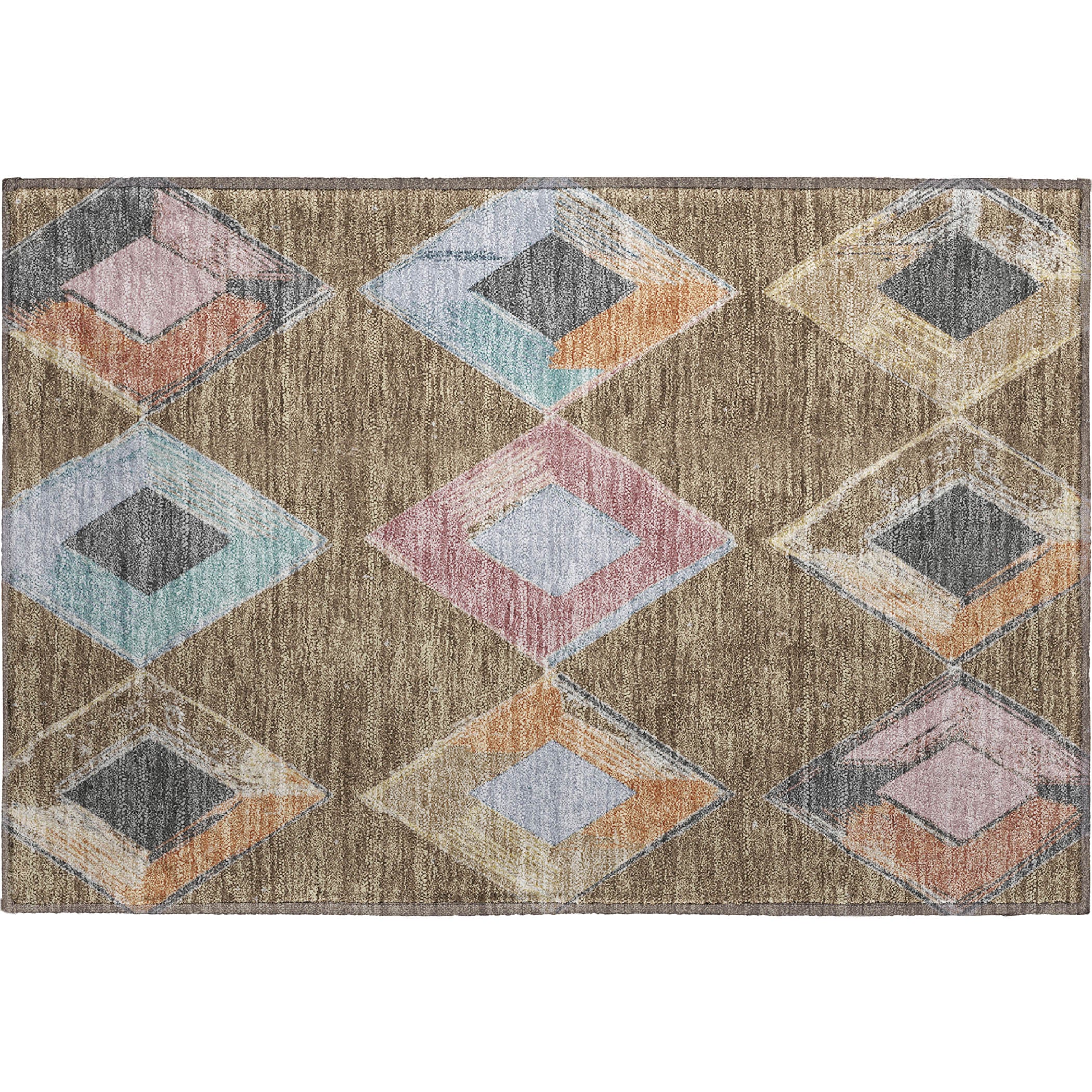 Kotor Machine Washable Transitional Brown Rug 1'8" x 2'6" #shape_Rectangle