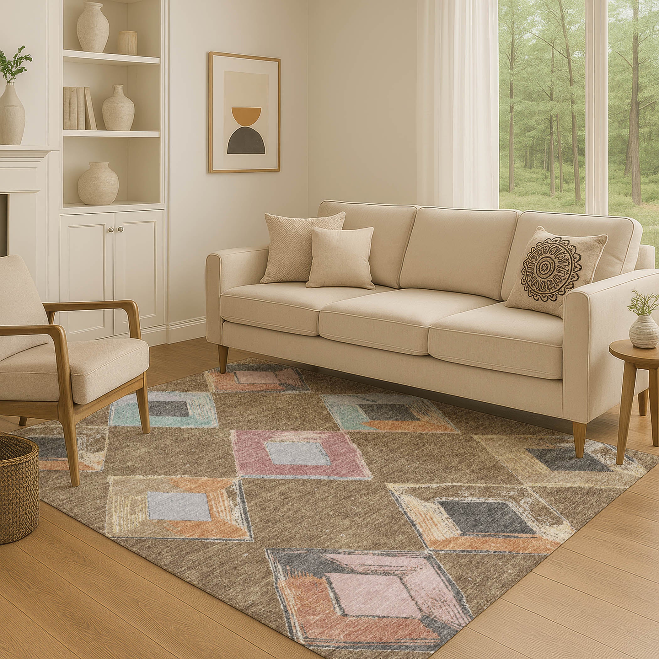 Kotor Machine Washable Transitional Brown Rug 2'6" x 3'10" #shape_Rectangle