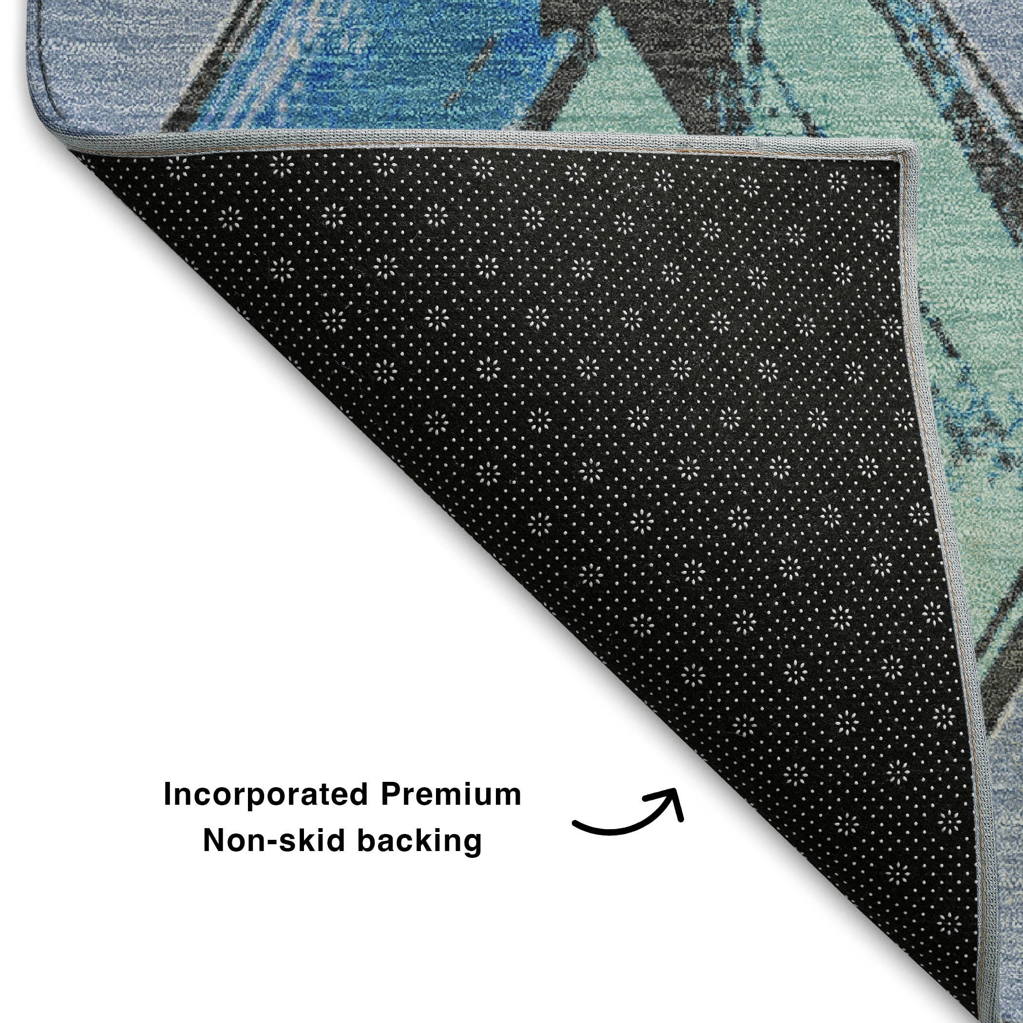 Kotor Machine Washable Transitional Denim Blue Rug 1'8" x 2'6" #shape_Rectangle