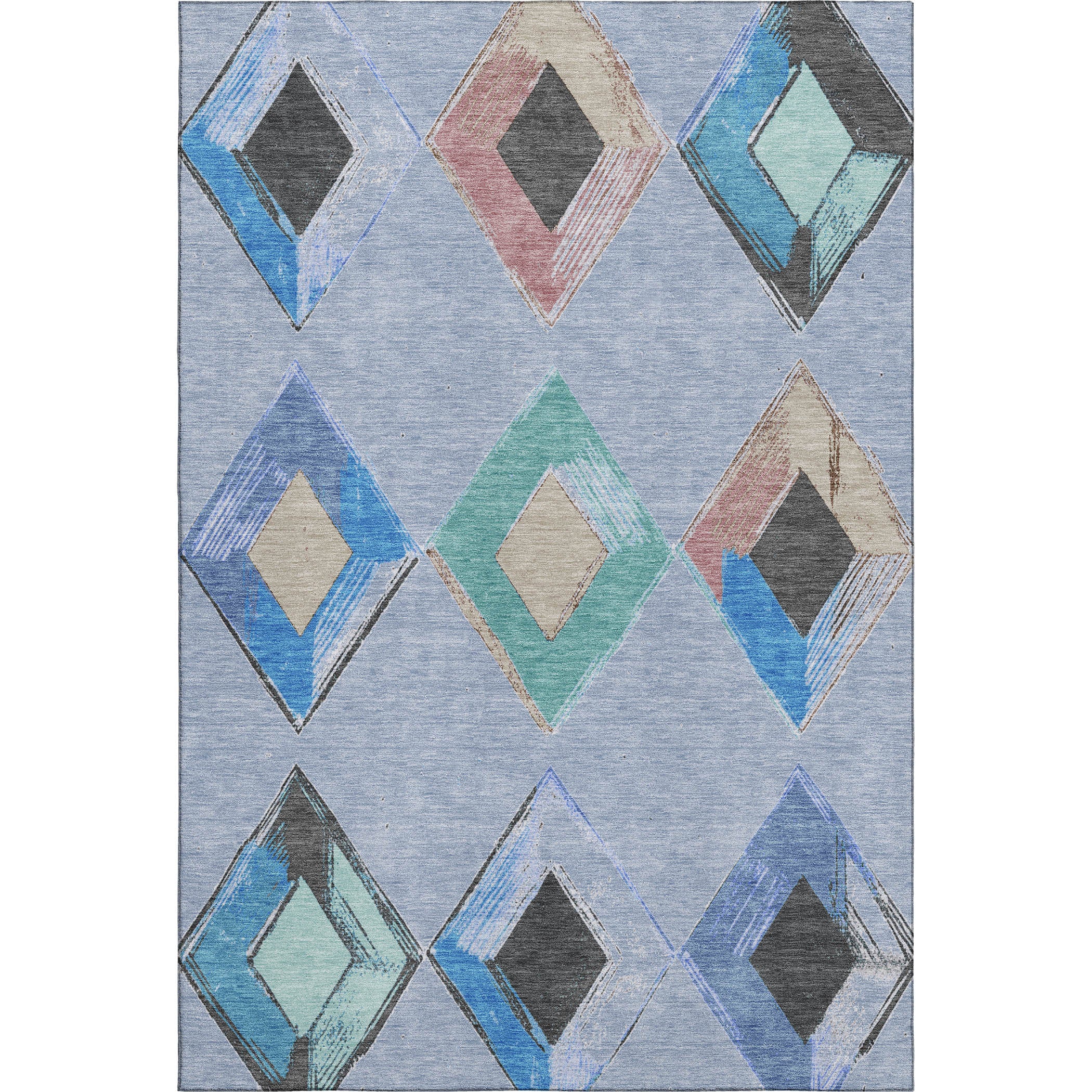 Kotor Machine Washable Transitional Denim Blue Rug 2'6" x 3'10" #shape_Rectangle