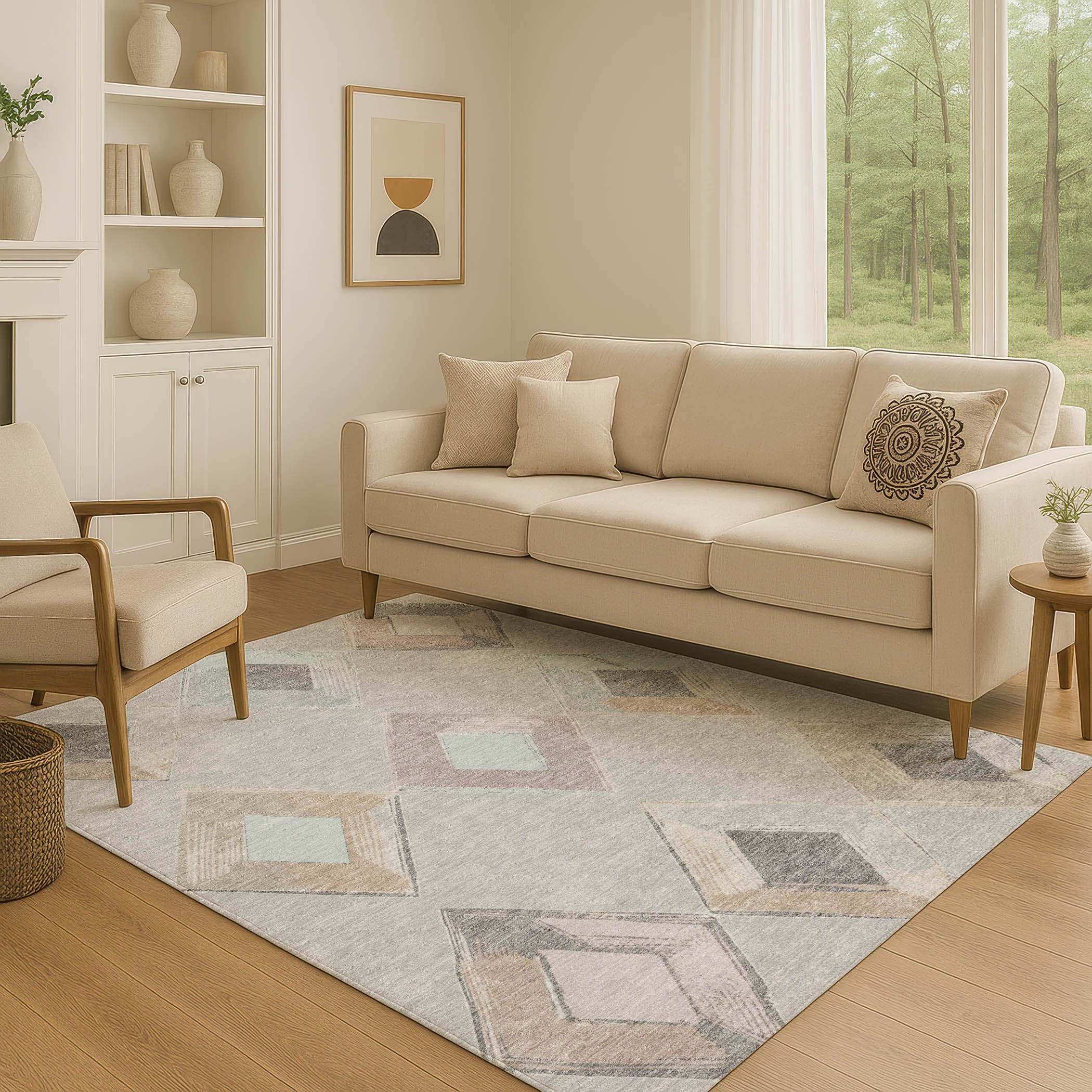 Kotor Machine Washable Transitional Gray Rug 2'6" x 3'10" #shape_Rectangle