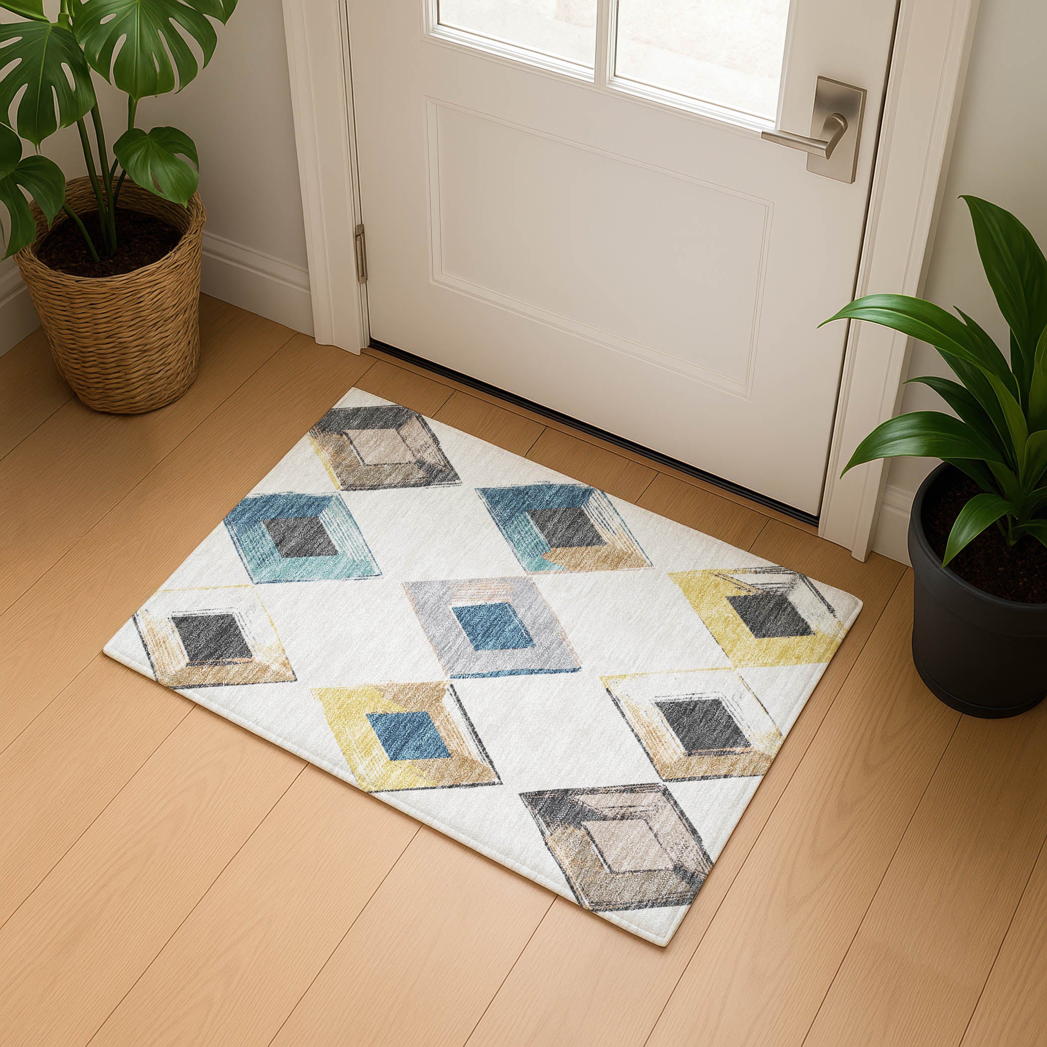 Kotor Machine Washable Transitional Ivory Rug 1'8" x 2'6" #shape_Rectangle
